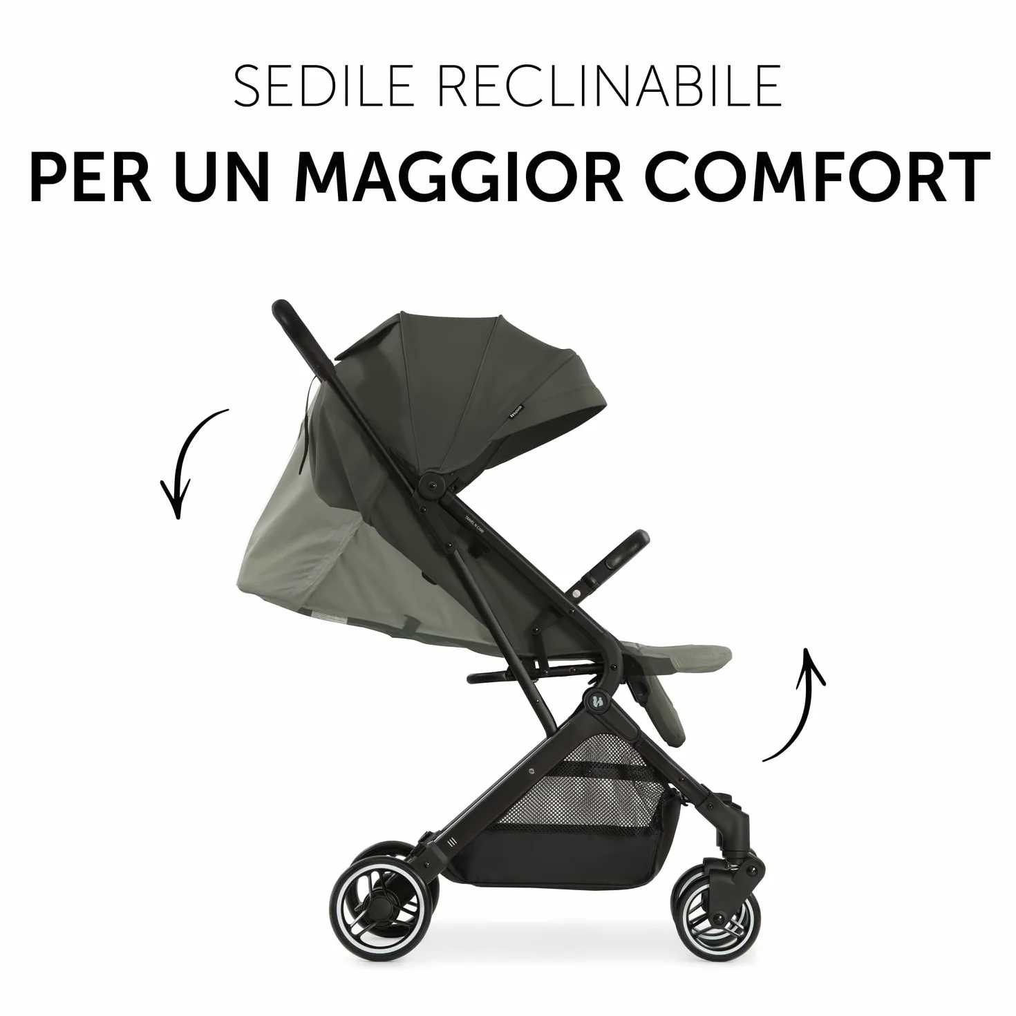 Hauck Travel N Care Passeggino Da Viaggio Reclinabile Ultraleggero 6,9kg UPF50+ Ruote EVA Verde Oliva