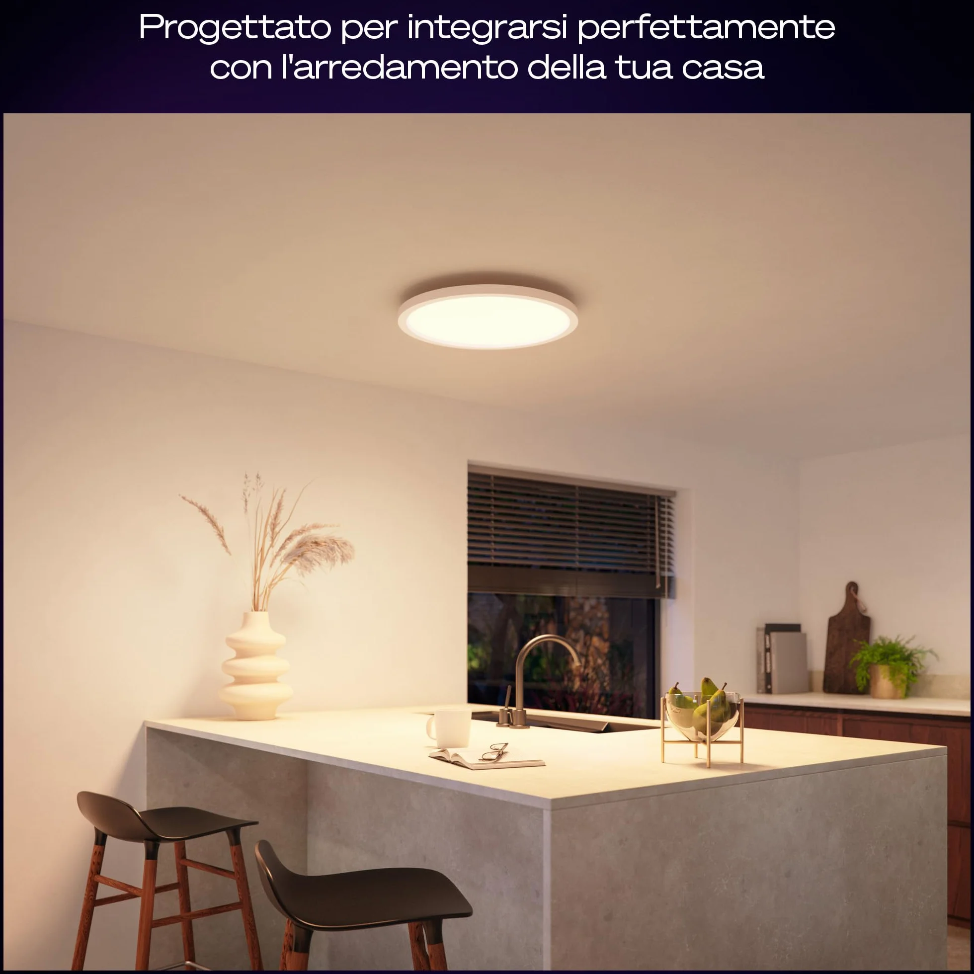 Philips Hue Devote Pannello Smart LED, White and Color Ambiance, Rotondo, diametro 30cm, 16.6W, 2000 Lumen, Cornice bianca, Illuminazione degli spazi interni