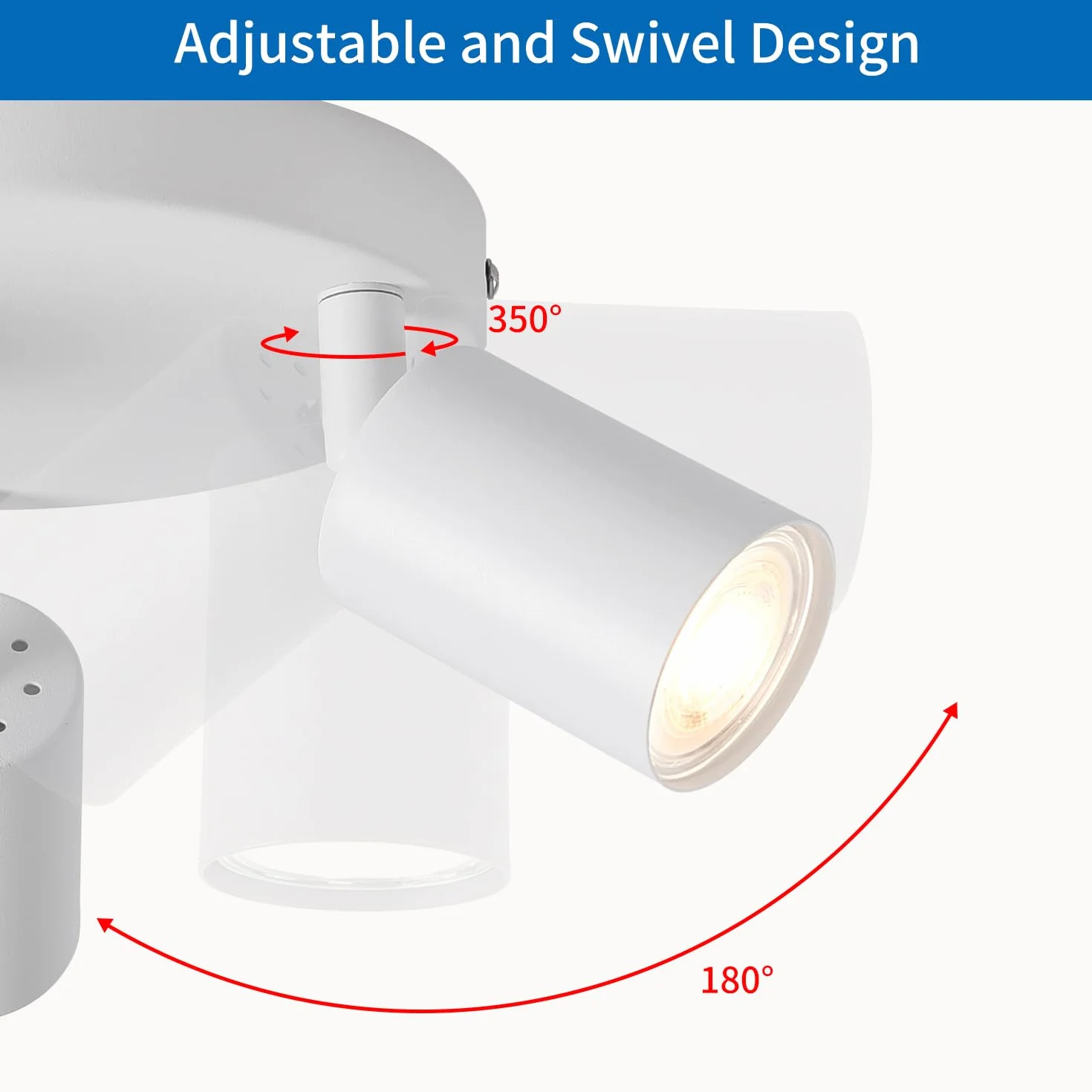 ANWIO Faretti da Soffitto Regolabili Base Rotonda,Faretti da Muro,Lampadario Vintage Bianco con 3 Faretti LED GU10,Lampada da Soffitto,Plafoniera per Negozio,Vetrina(Lampadine Escluse) EUS-EA190811