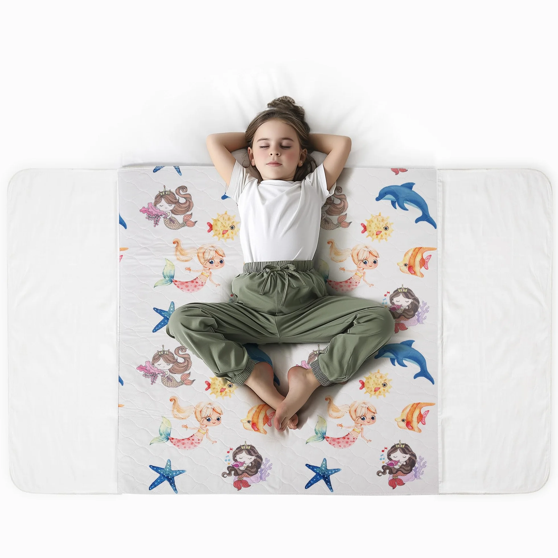 Coprimaterasso Impermeabile Ultra Assorbente 91x86cm Traversa Letto Bambino con Ali Rimboccabili