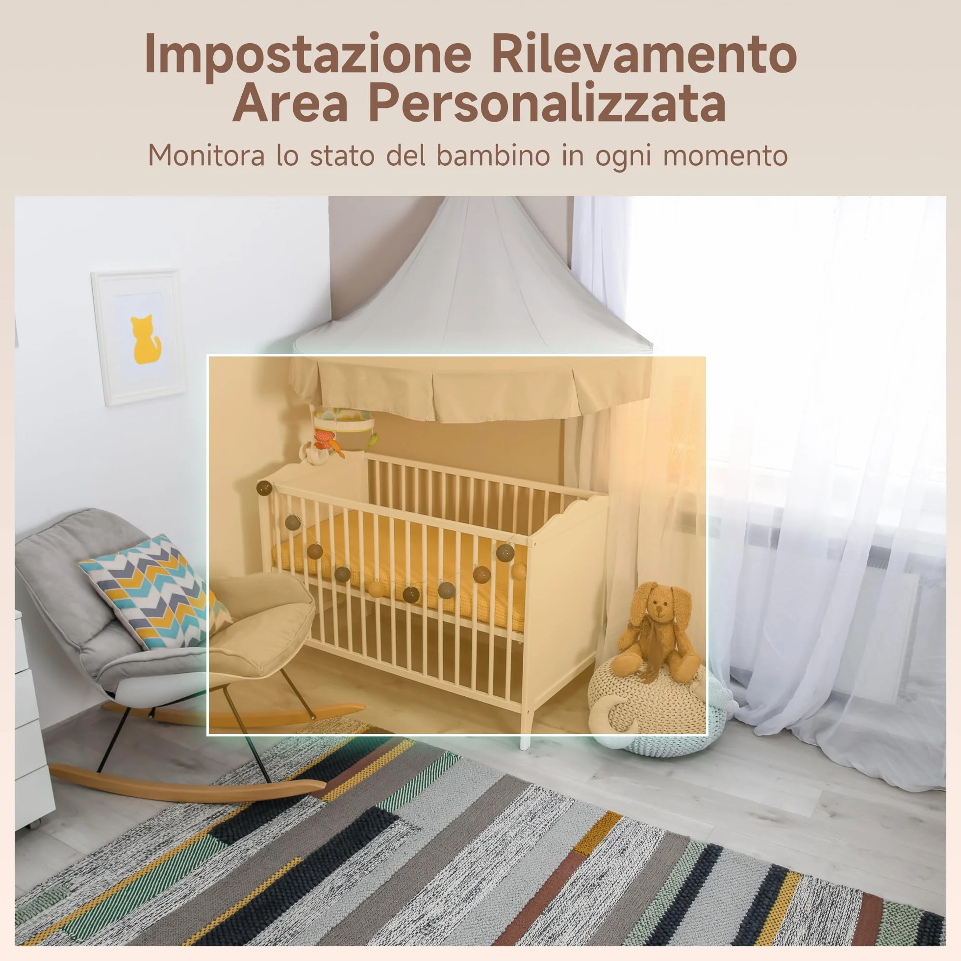 ARENTI Monitor Neonato con Videocamera Wifi 5" 360° PTZ 3350mAh Visione Notturna VOX Rilevamento Temperatura