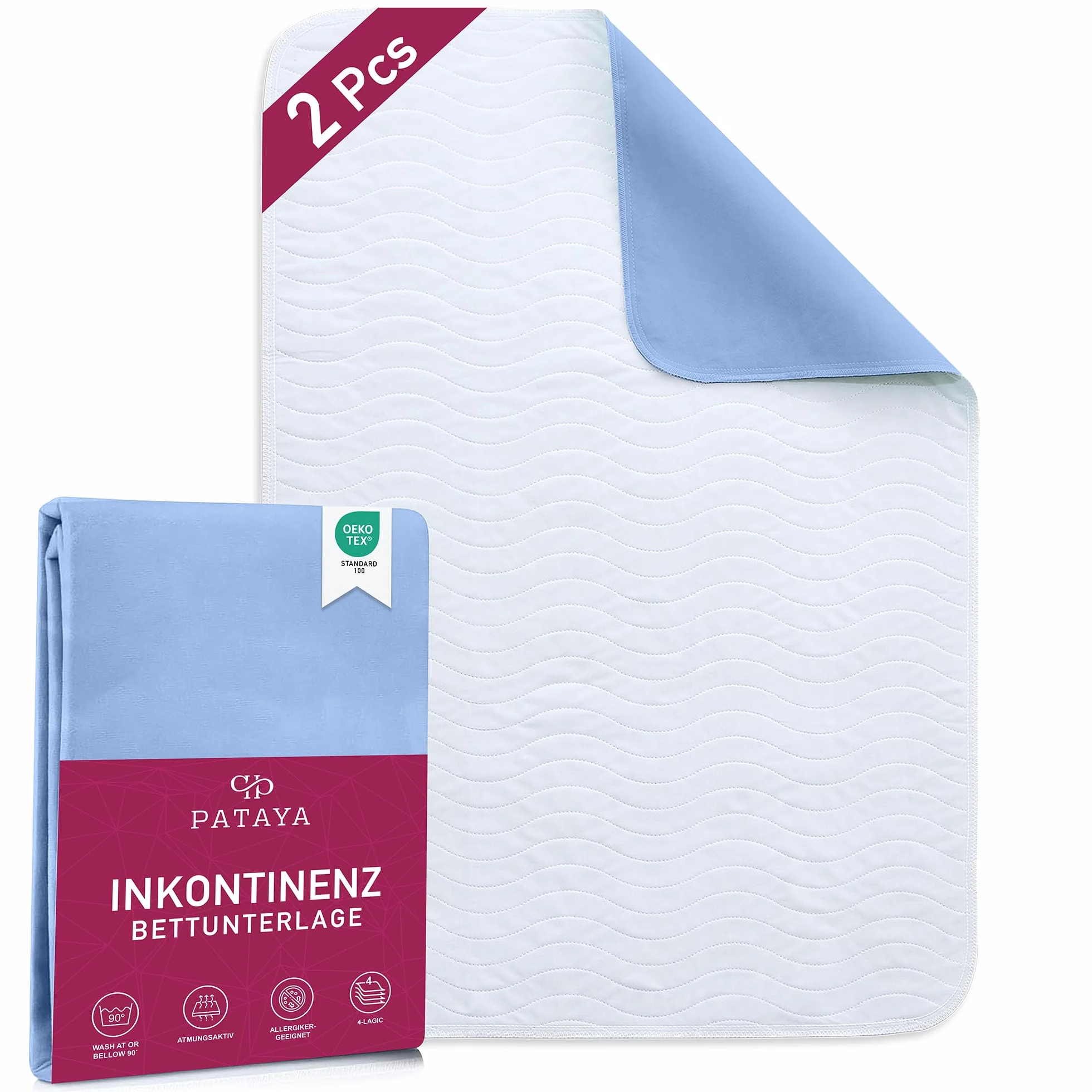 Pataya Set da 2 Traverse Letto 90x160 cm Coprimaterasso OEKO-TEX Standard 100 Impermeabile