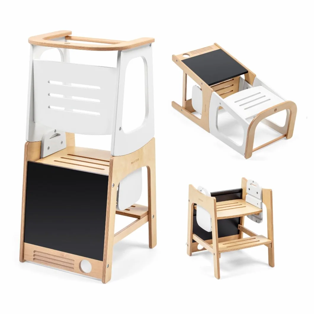 Maxi-Cosi Toucan Torre Montessoriana Bambini in Legno Regolabile in Altezza Convertibile Tavolo Sedia Portata 150kg FSC 100% Natural Wood