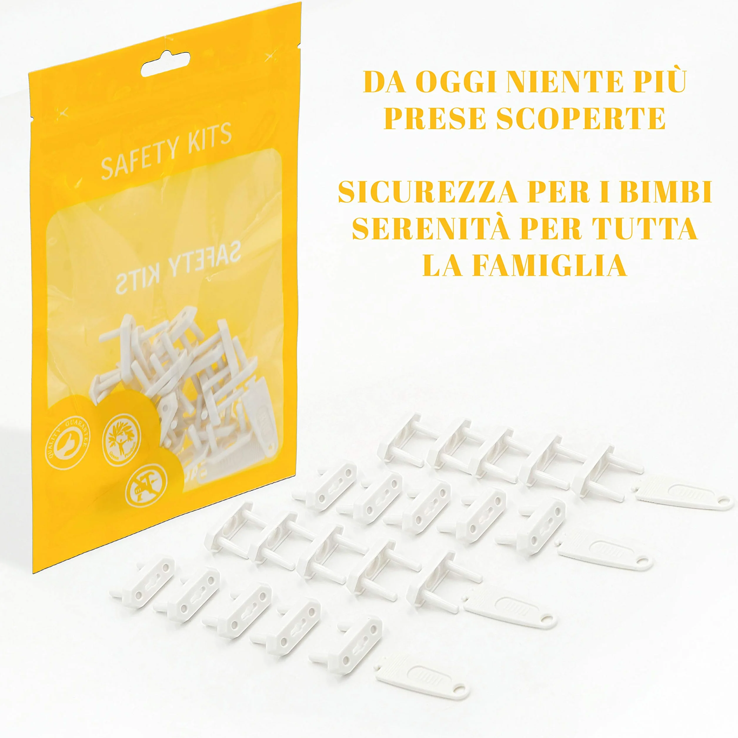 Odelu Copriprese Per Bambini Bianche 4 Chiavi Protezione Prese Elettriche