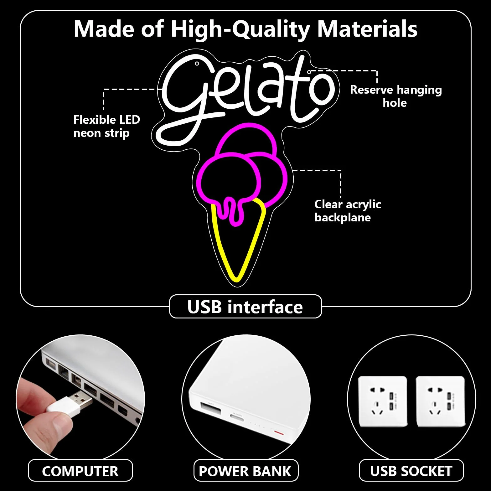 Cartello Neon Gelato con Luce LED per Decorazione da Parete Ice Cream Neon Sign Luce al Neon per Bevande Frozen Ristorante Illuminazione per Gelateria Bar Café Club Decorazione
