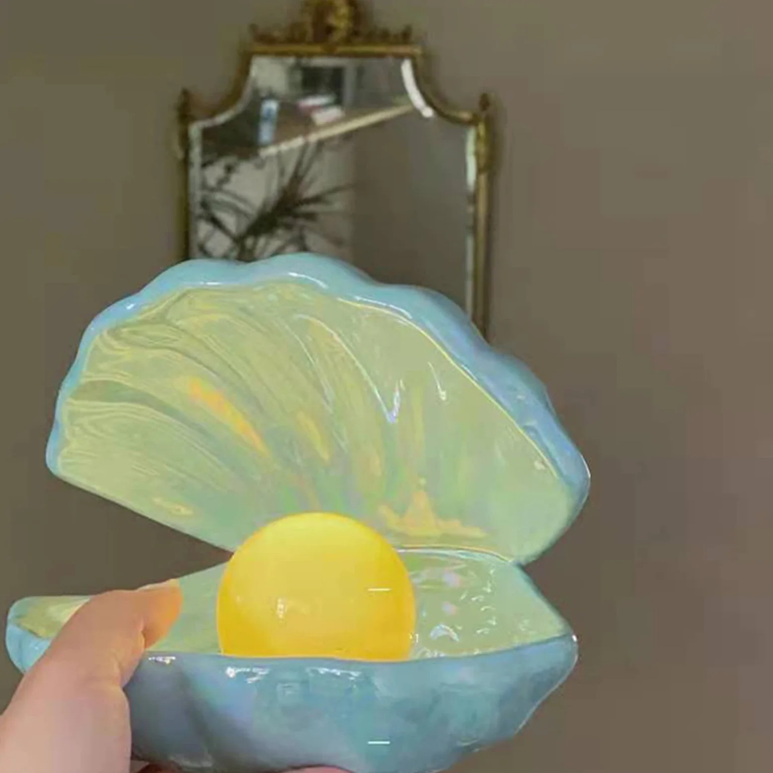 Luce Notturna LED a Forma di Conchiglia, Decorazione Camera da Letto(Verde)