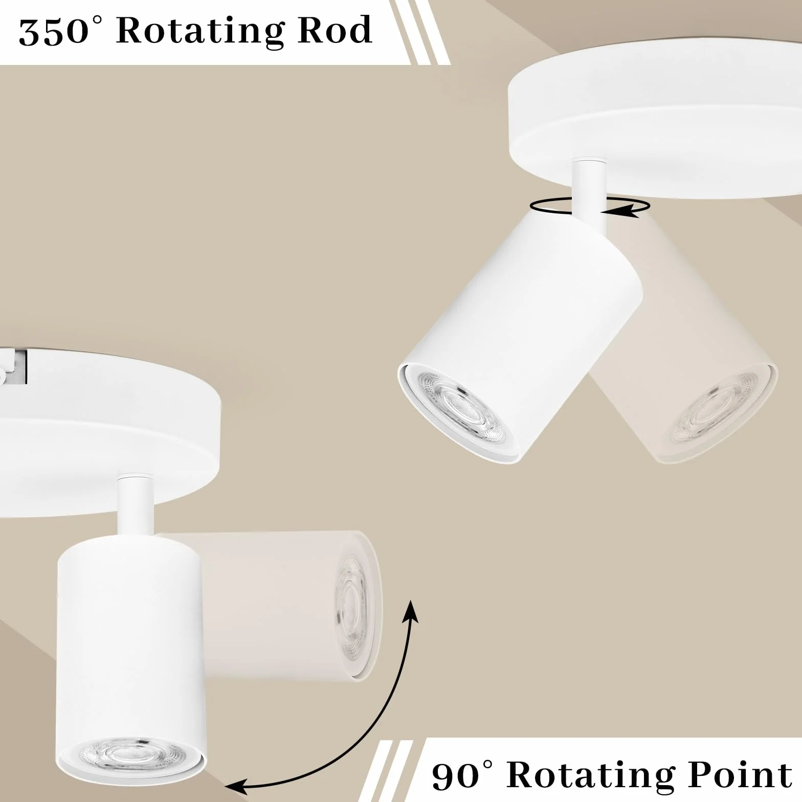 GeyouLux Faretto da soffitto a 3 luci, rotondo, lampada da soffitto a LED, orientabile, GU10, faretto da soffitto, moderno, bianco, per soggiorno, camera da letto, cucina (senza lampadina)