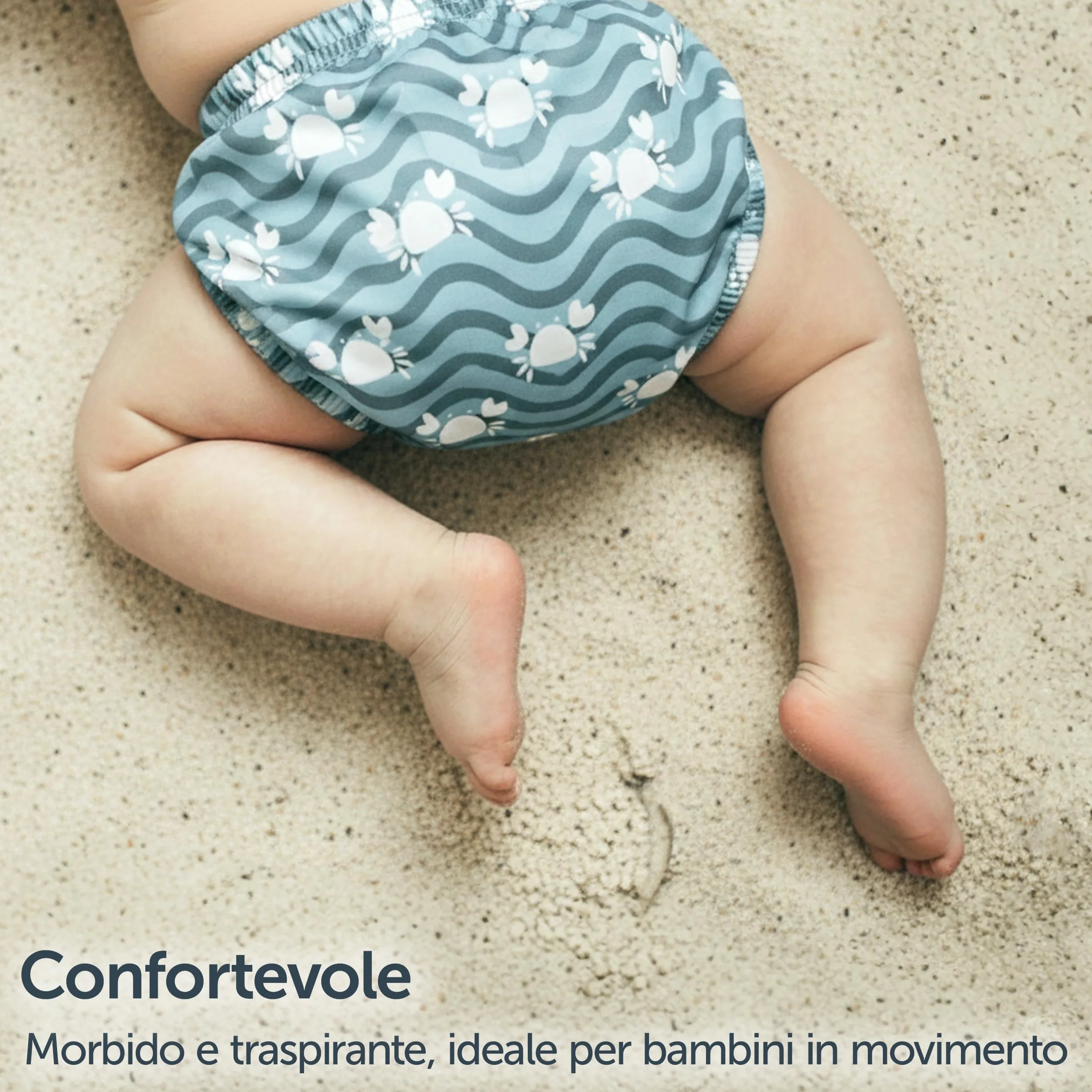 LaLoona Pannolino Piscina Riutilizzabile per Bambini Costume Contenitivo Neonato Resistente al Cloro OEKO-TEX Asciugatura Rapida Verde Granchio