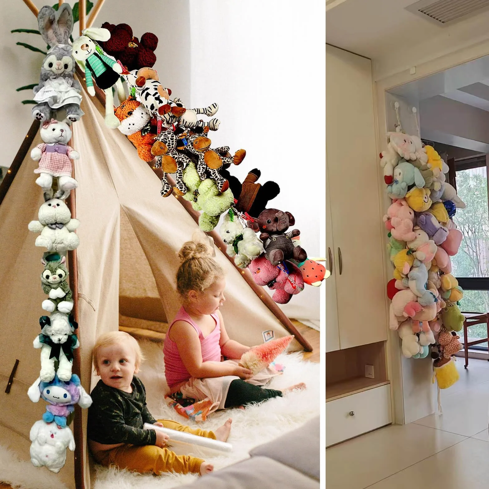 Supporto per Animali di Peluche con 15 Mollette in Metallo, Amaca Stile Boho per Cameretta Bambini