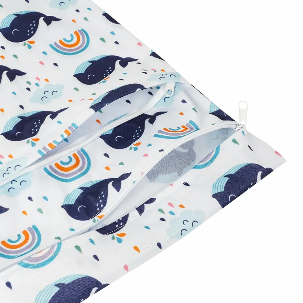 Vicloon Wetbag Borsa per Pannolini Lavabili 2 Pezzi Impermeabile Riutilizzabile con Doppia Cerniera per Viaggi Spiaggia Piscina Gym