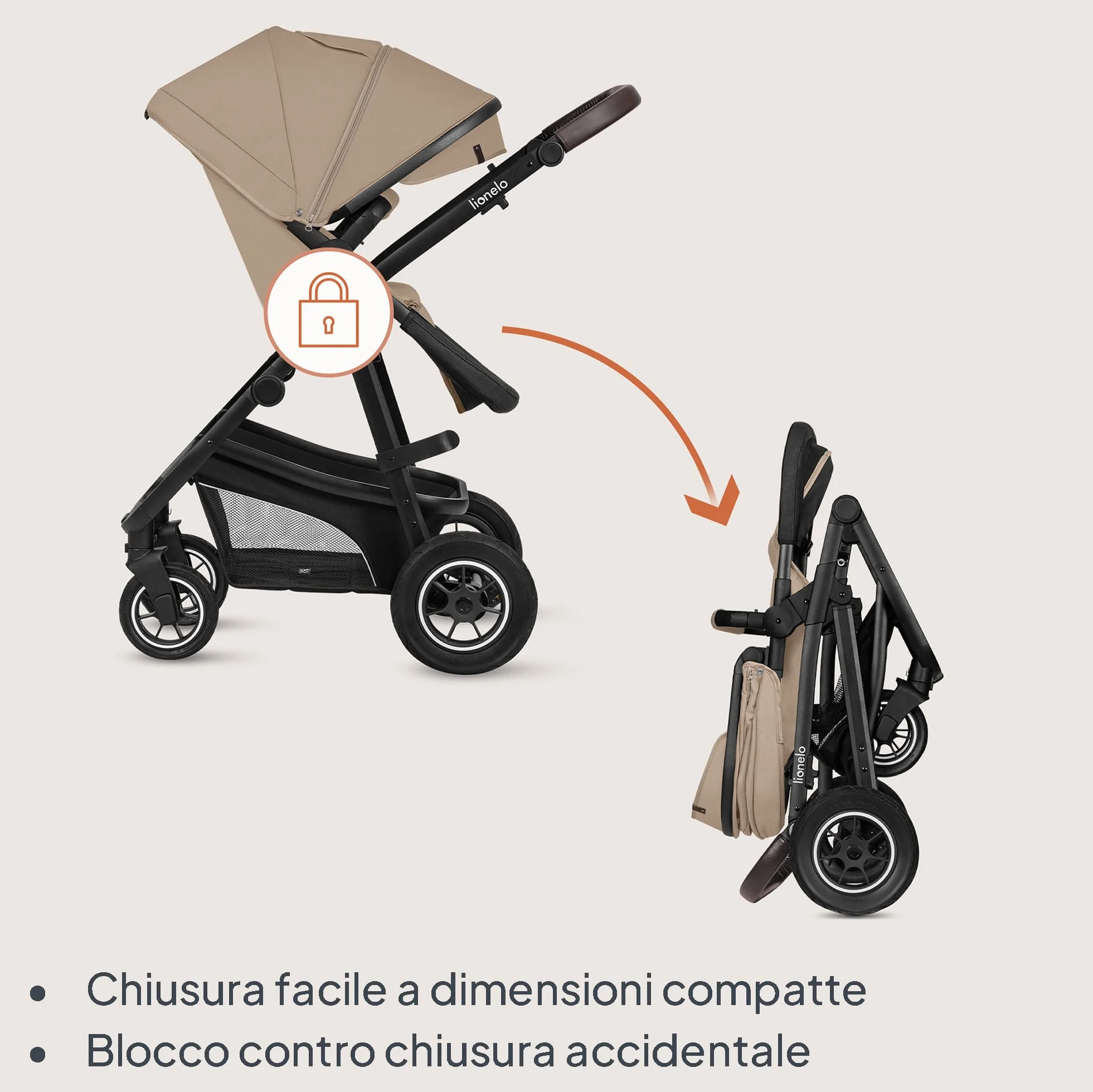 Passeggino 3 in 1 per Bambini 0-48 mesi, Sistema Modulare con Seduta, Navicella, Ovetto Neonato, Leggero, Pieghevole, Ruote Grandi, Cappottina XXL UPF50+