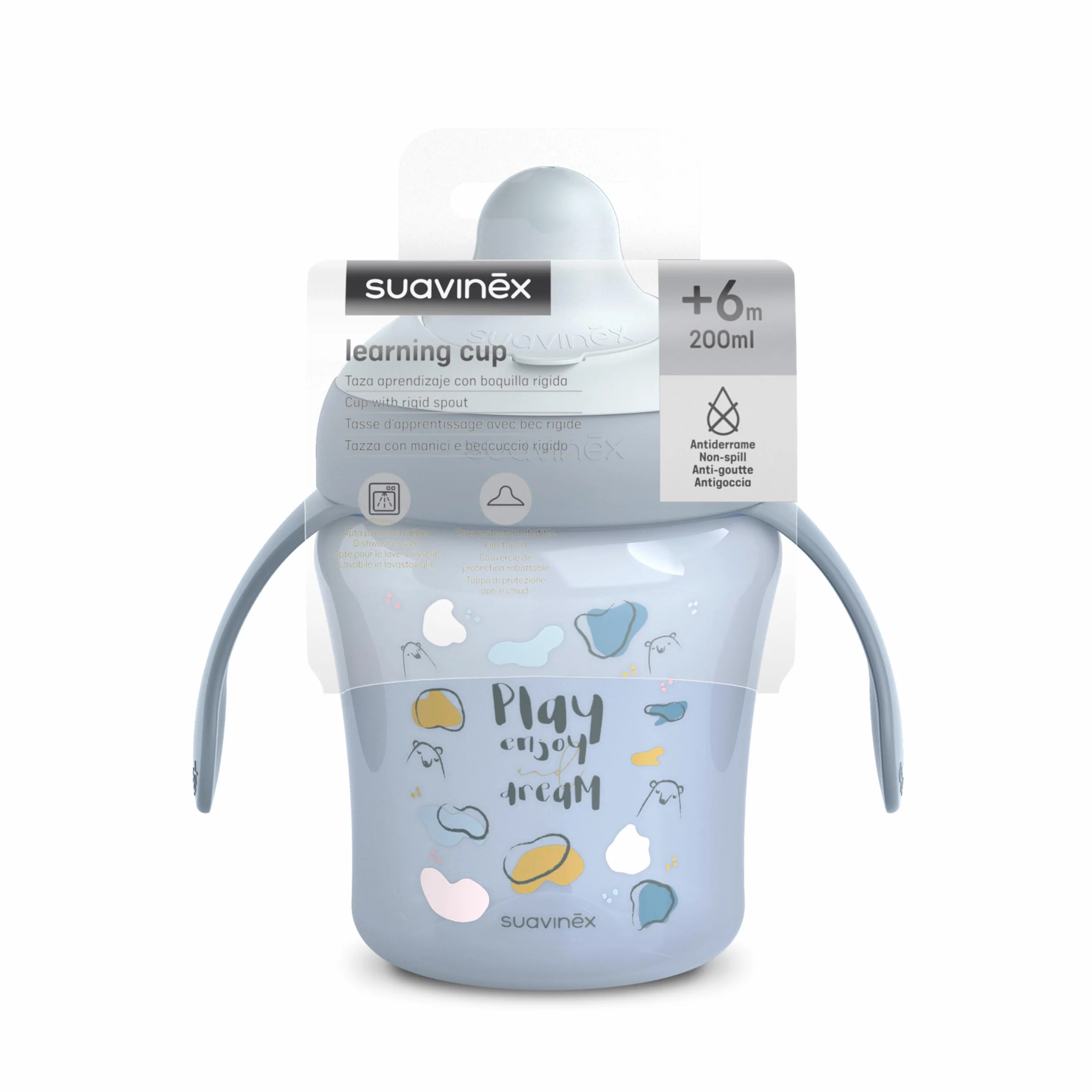 Suavinex Tazza Evolutiva Antigoccia 200 ml Bimbi +6 Mesi Lavabile Lavastoviglie My Family Blu