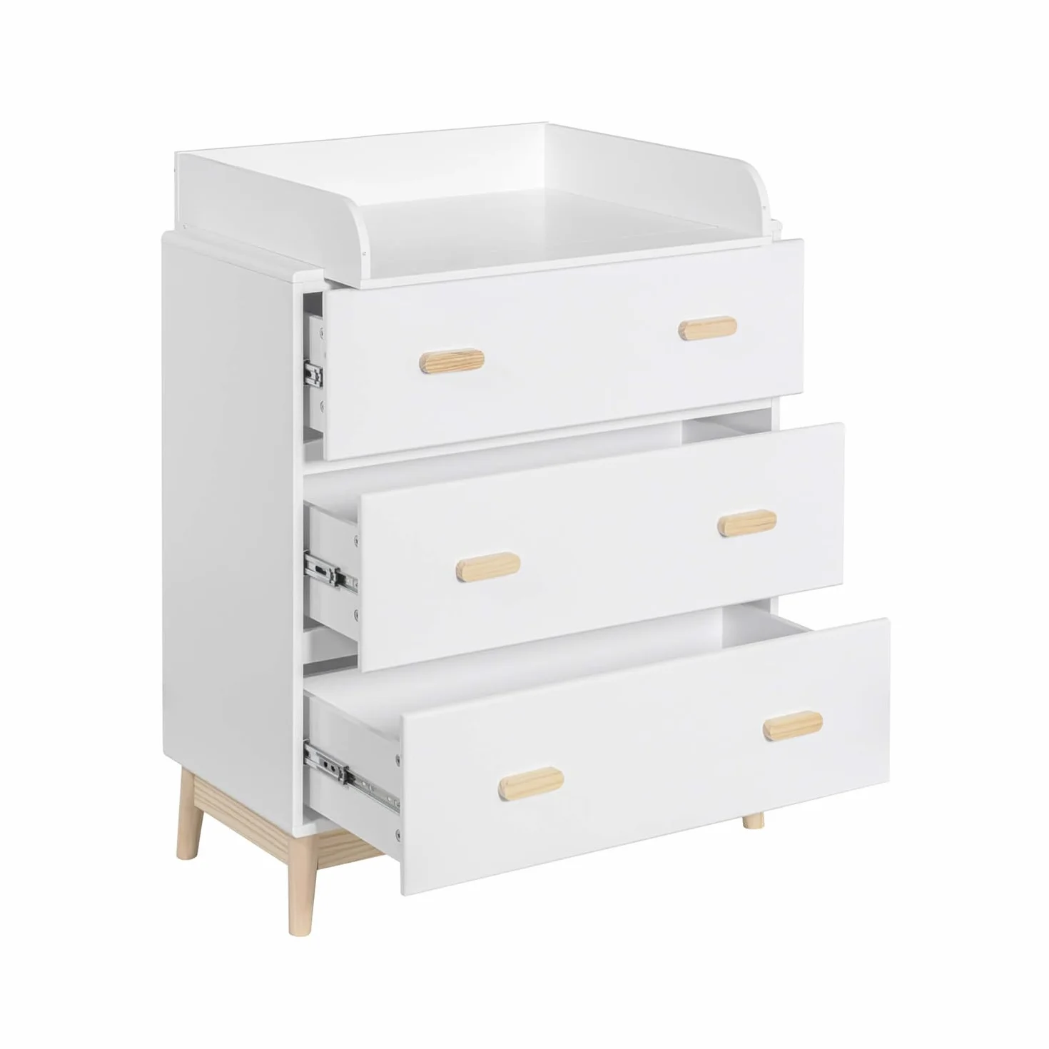 Rebecca Mobili Fasciatoio con Cassetti 3 Cassetti Bianco Marrone MDF Pino 100x80x42 cm