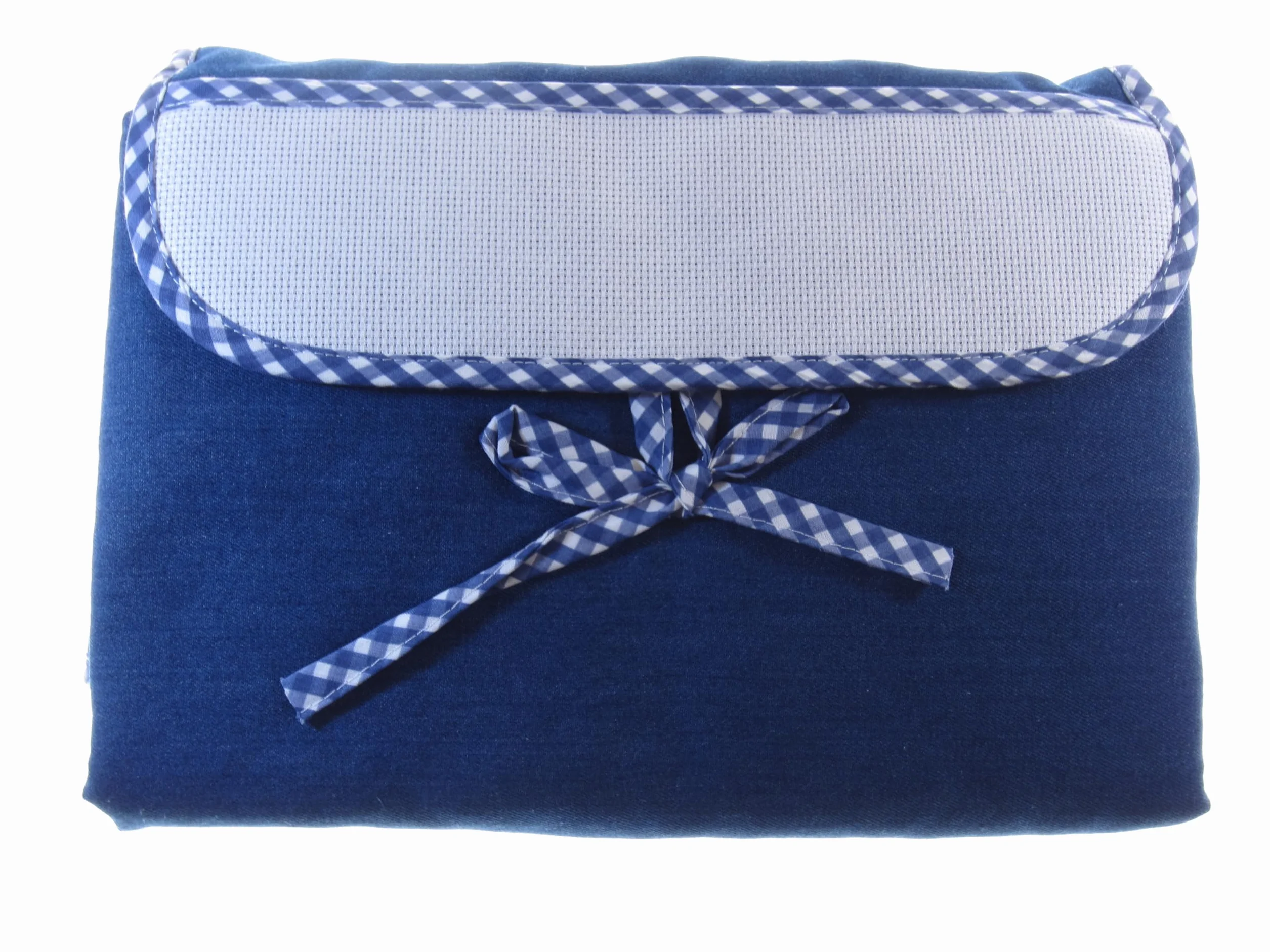 BORSA FASCIATOIO A BUSTA JEANS QUADRETTI BLU AIDA DA RICAMARE