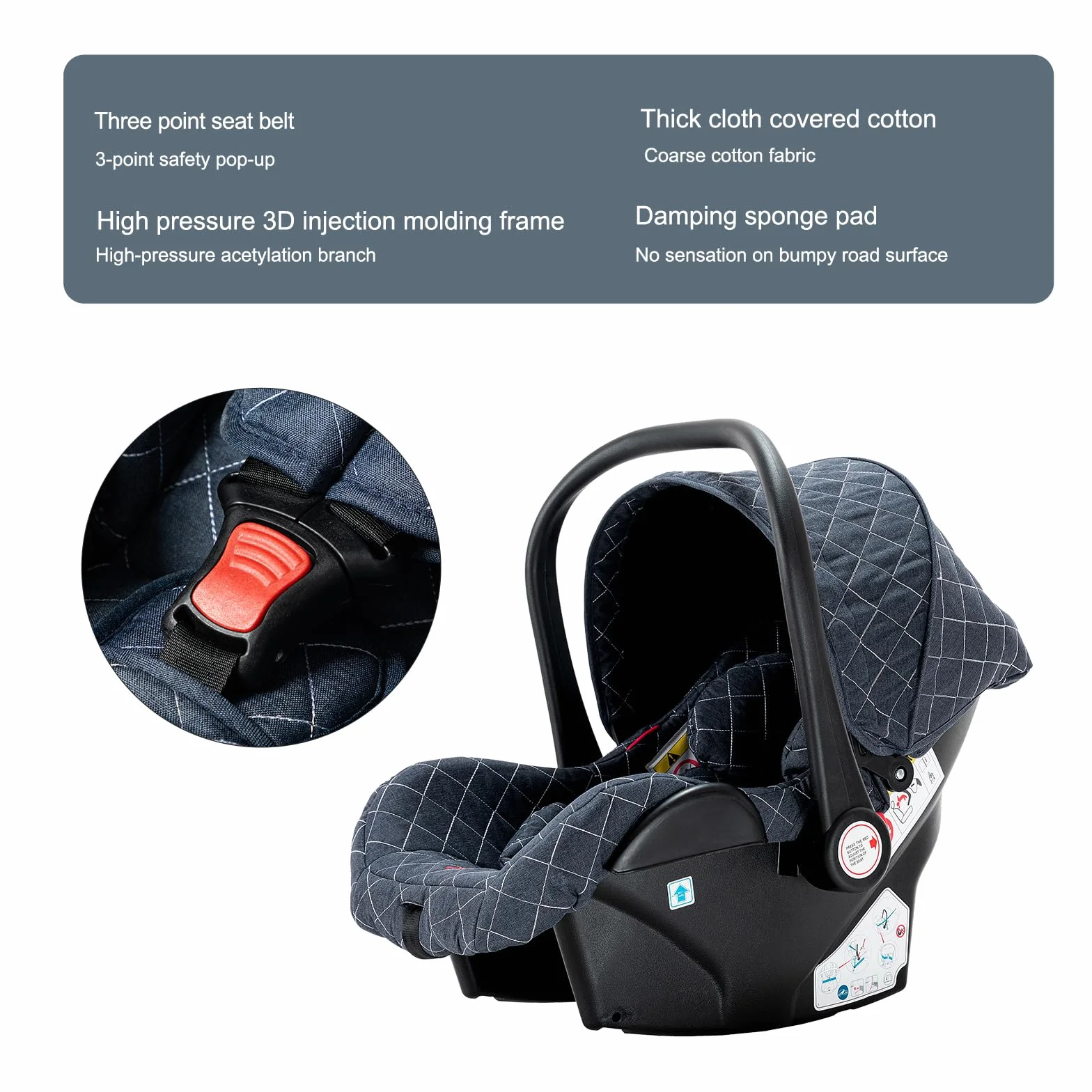 Passeggino 3 in 1 Neonati da Viaggio Reversibile Pieghevole One-Click Doppia Freno (Black)