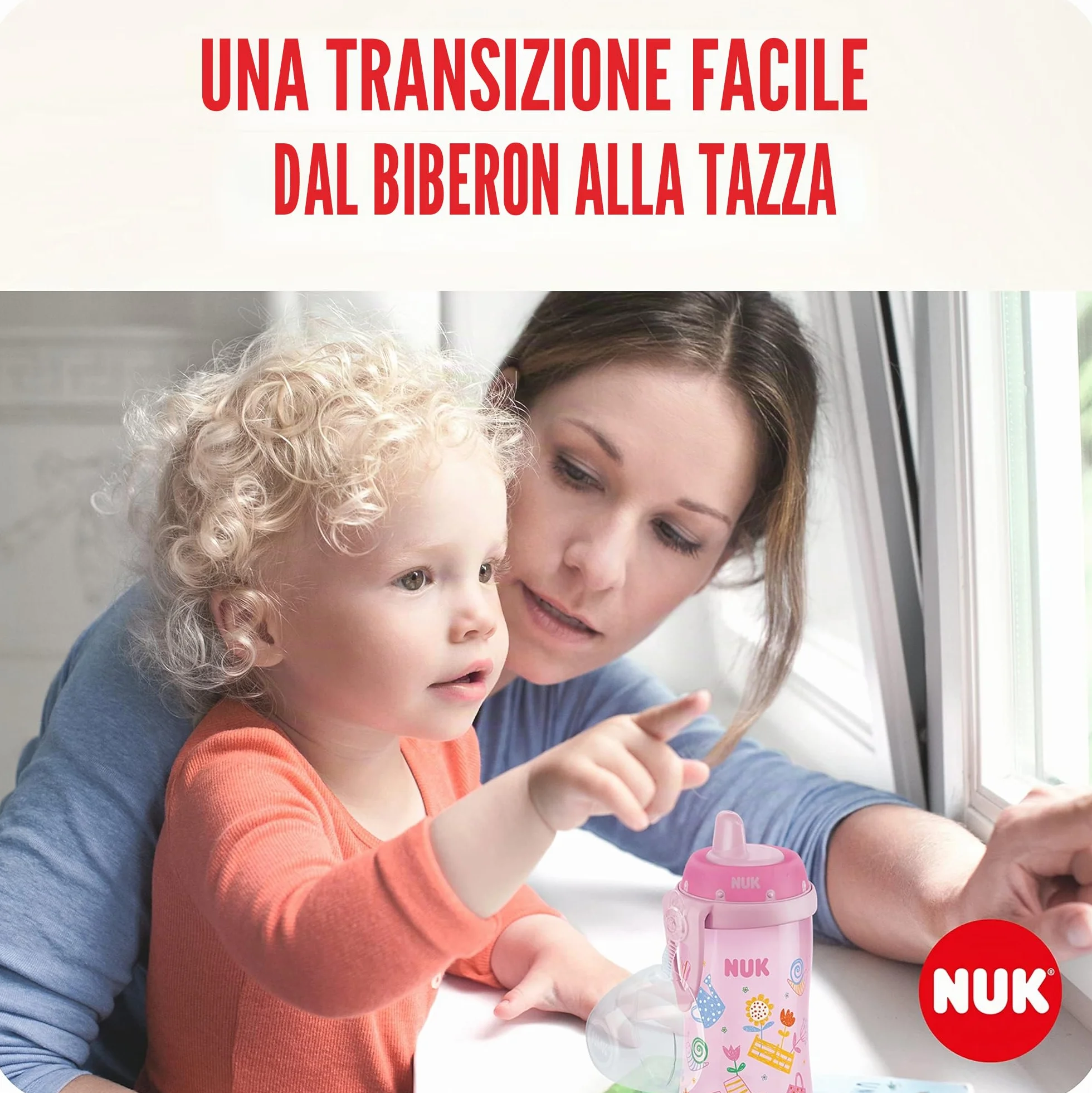 NUK First Choice Kiddy Cup 300 ml bez BPA tazza per imparare a bere a prova di perdite 12 mesi