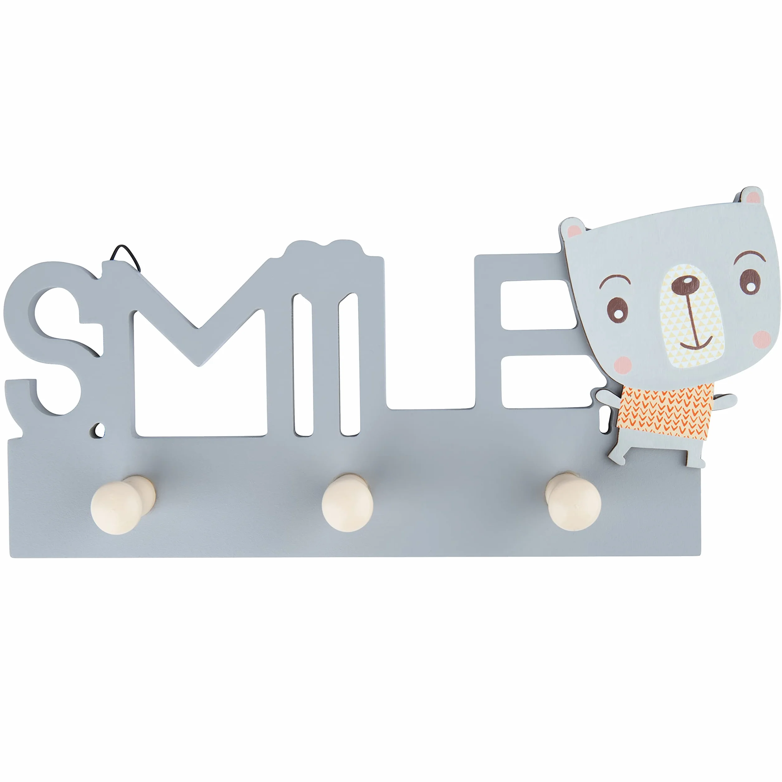 Bieco Smile Gancio appendiabiti per bambini in legno 25 cm 3 ganci da parete