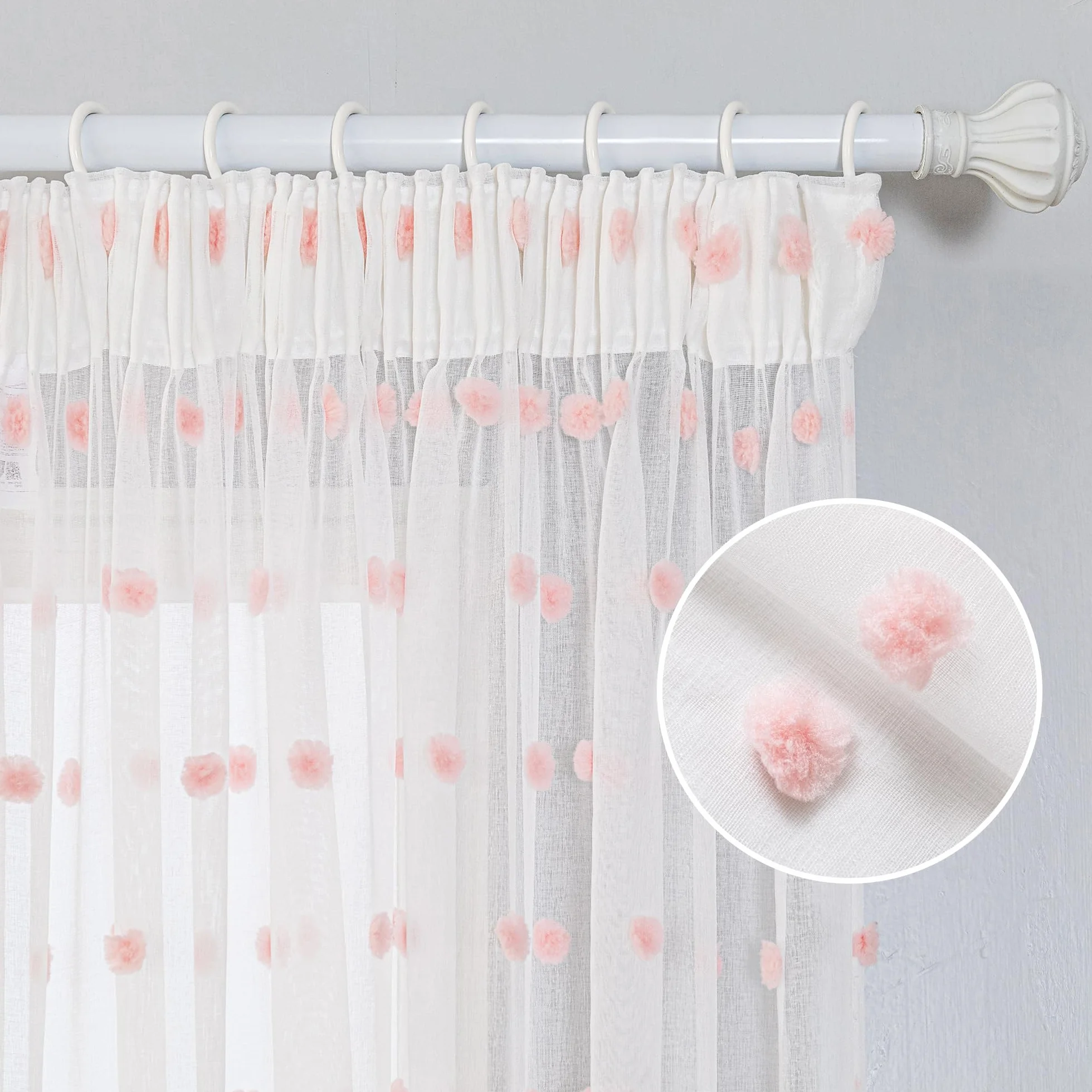 Tende con nastro arricciato trasparenti set da 2 A 175 x L 140 cm per camera dei bambini soggiorno camera da letto