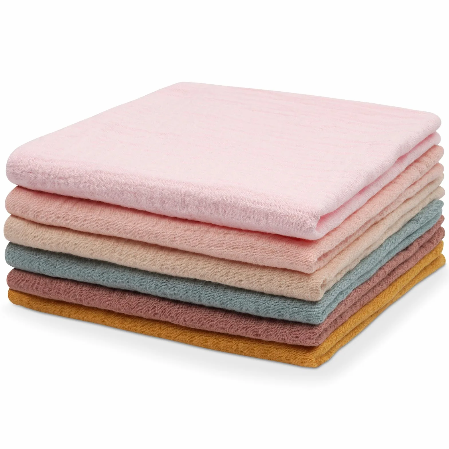 Mussole Neonato 30x30cm Cotone 4 Strati 6 Pezzi Aolso