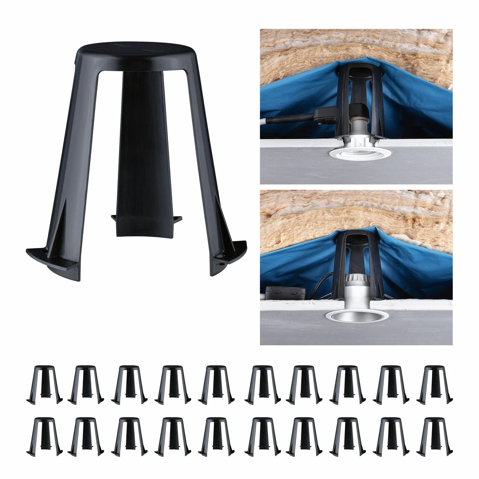 Paulmann 92402 Accessori distanziale per lampade da incasso set da 20 62-90mm nero plastica