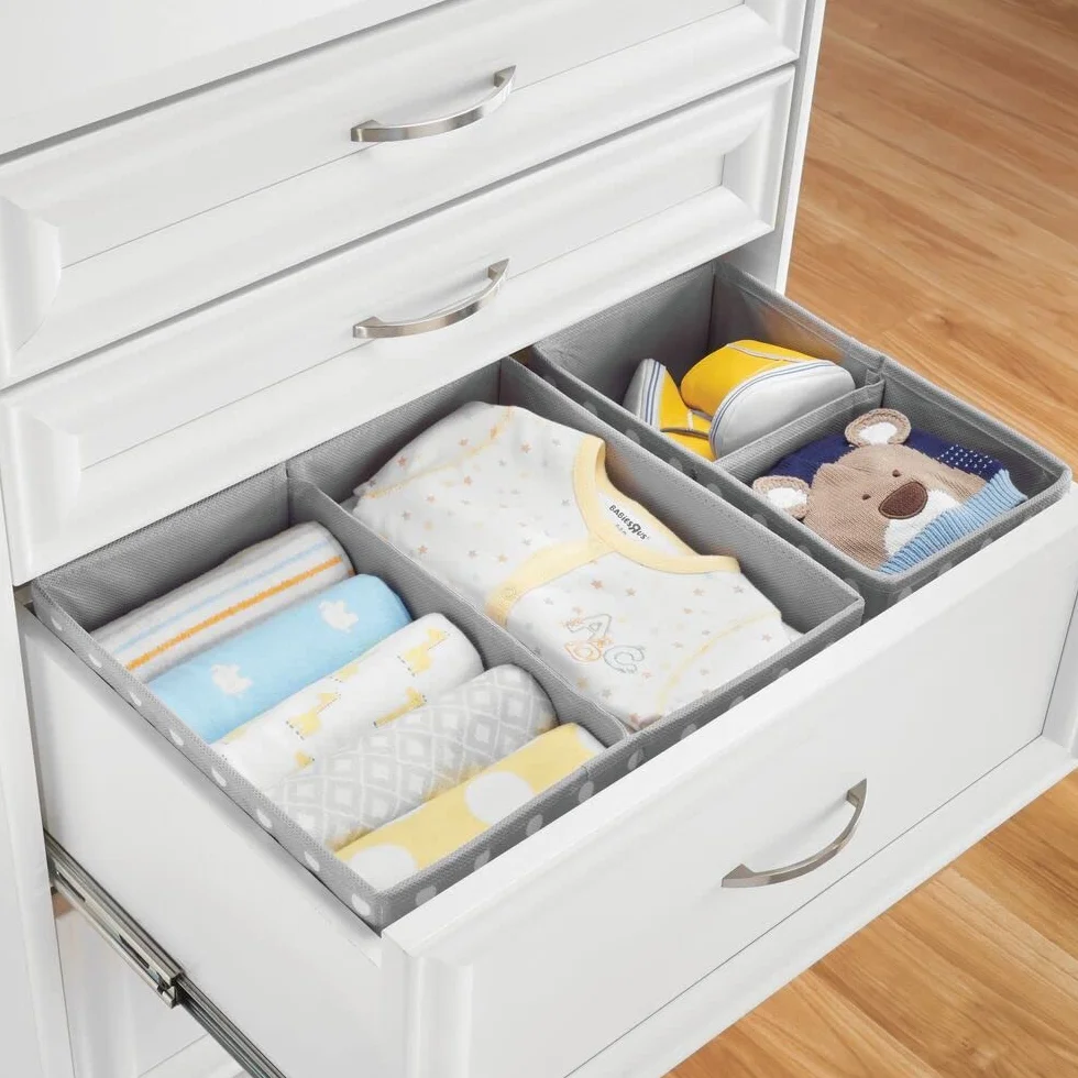 mDesign Set 2 Pieghevoli Organizer Armadio Contenitore Fibra Sintetica Grigio/Bianco