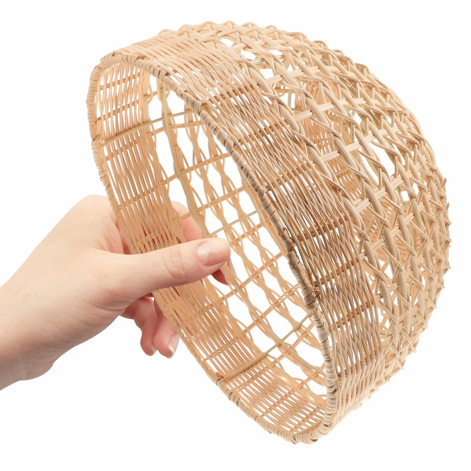 Paralume Vintage in Rattan Intrecciato che Ammorbidisce la Luce Copertura Leggera per Lampadario Moderno per Soggiorno e Camera da Letto