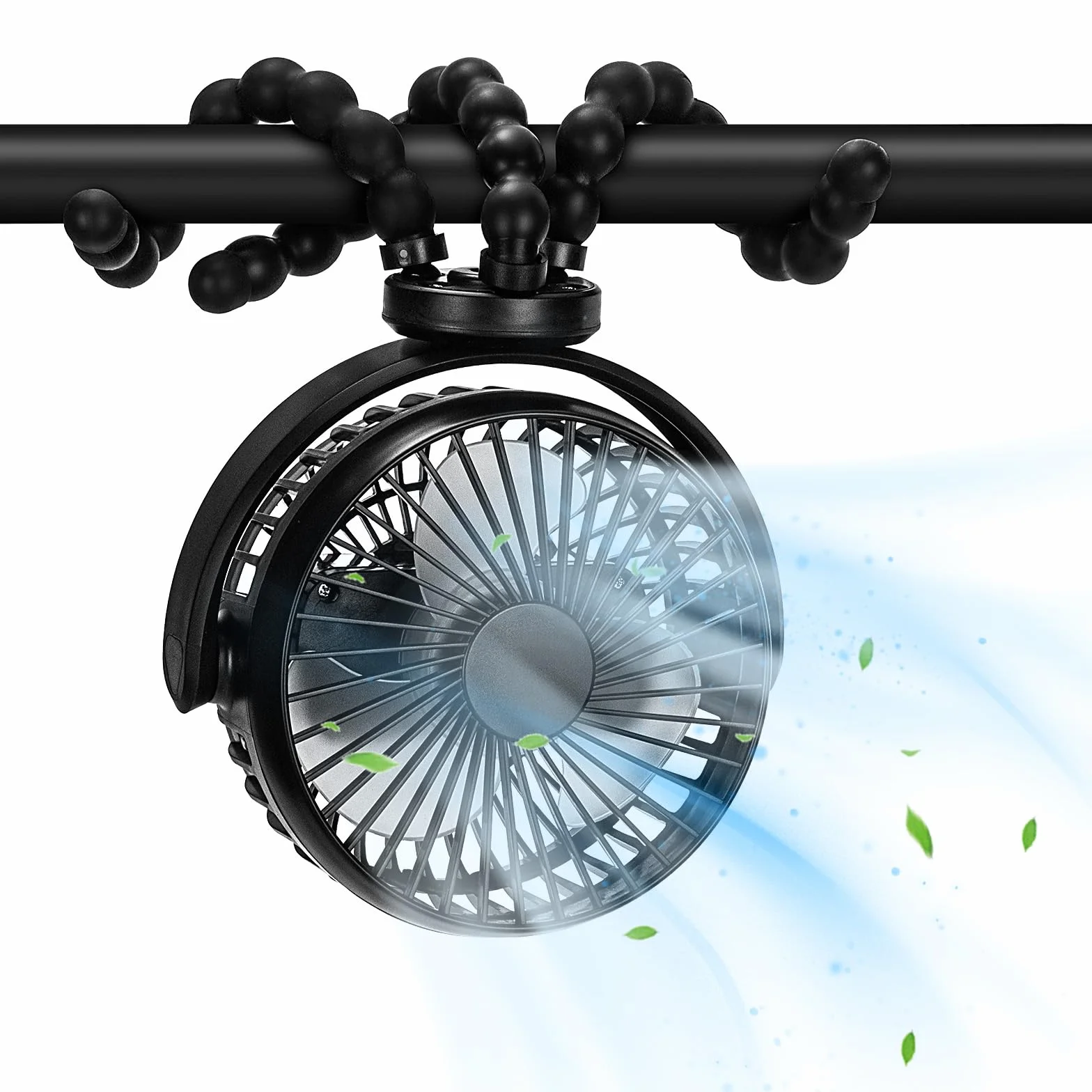 PaPaFboy Ventilatore Portatile Ricaricabile 20H 3 Velocità 360° Rotazione Silenzioso USB per Passeggino