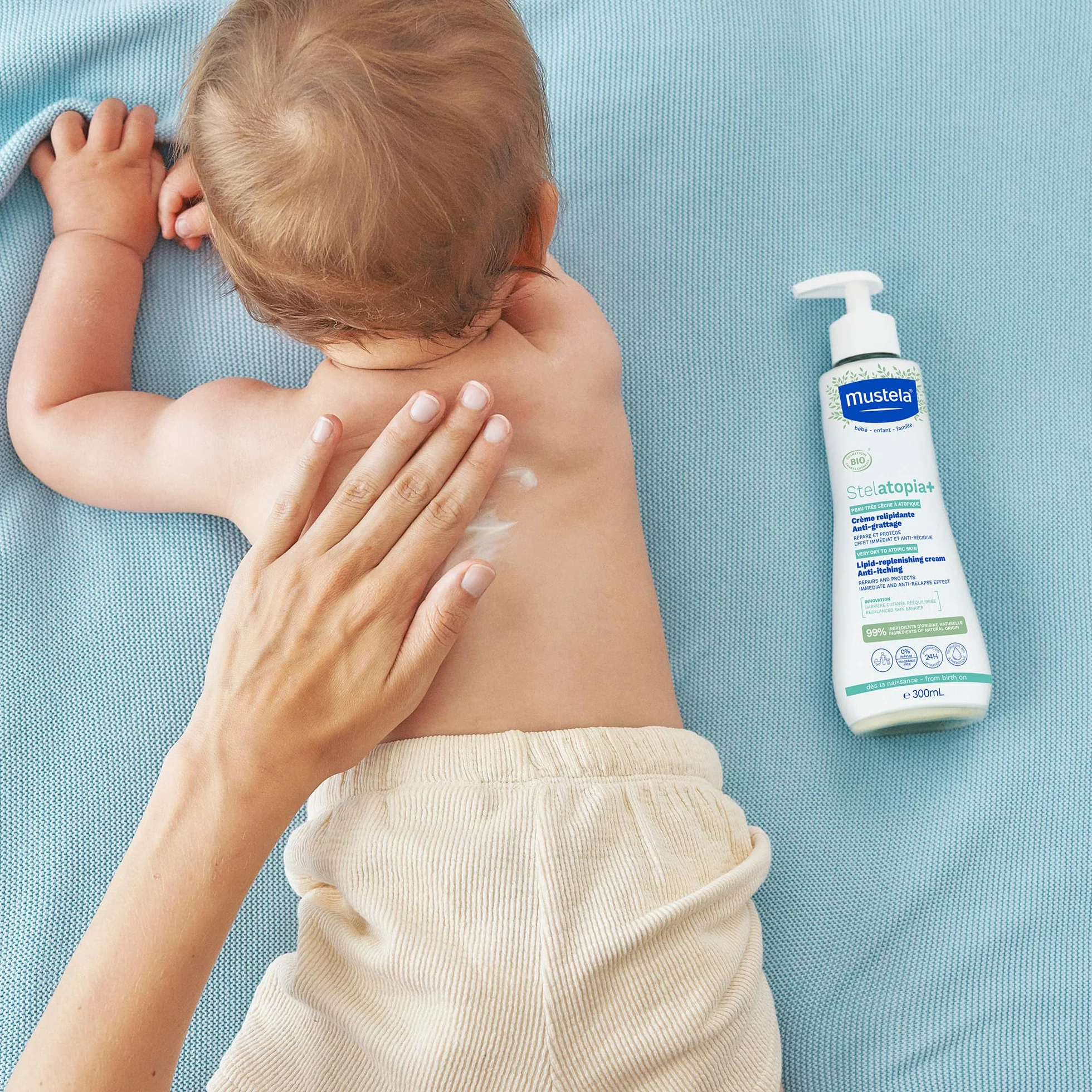 Mustela Stelatopia Crema BIO Relipidante Anti-Prurito Viso e Corpo 300ml Pelle Estrema Secchezza Dermatite Atopica 99% Ingredienti Origine Naturale