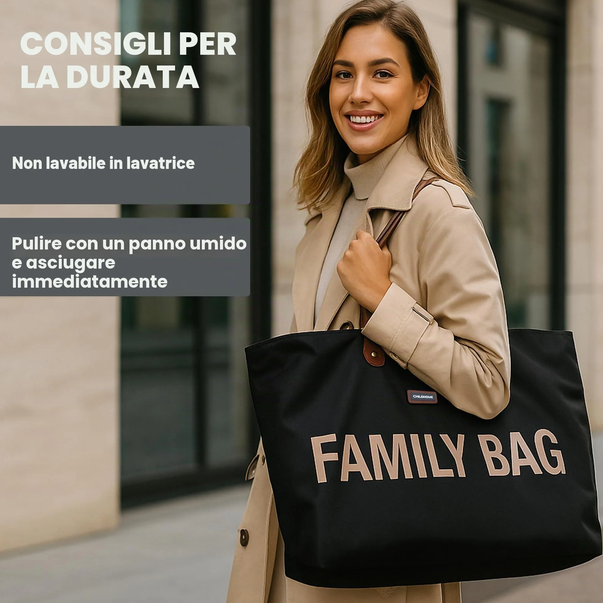 CHILDHOME Family Bag Borsa Fasciatoio Borsa da Viaggio Weekend Grande Capacità Nero e Oro