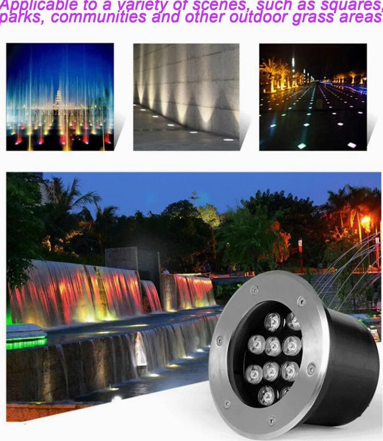 Luci A LED Subacquee per Laghetto Ideali per Esterni Giardino Feste Fontane Illuminazione Ad Anello RGB Ip68 con Telecomando per Piscina E Giardino 24V 6W/3W