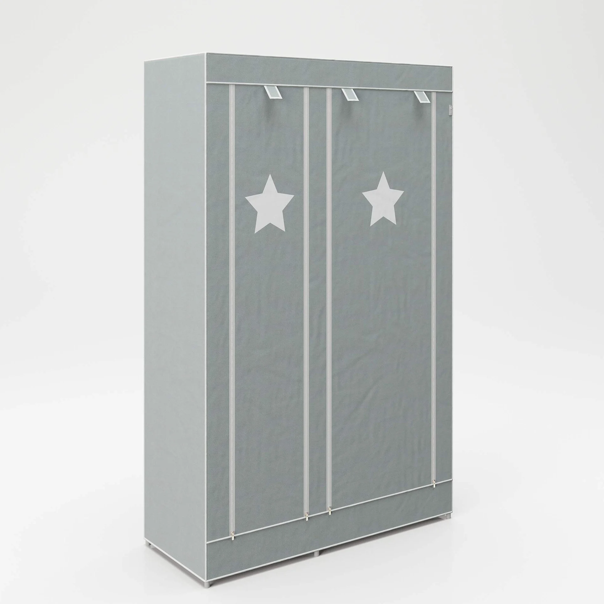 roba Armadio in Tessuto Little Stars 175 x 110 x 45 cm 6 Scomparti Grigio