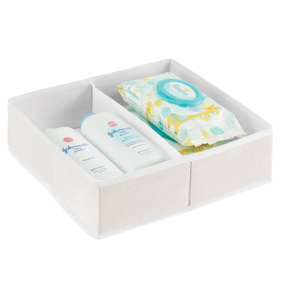 mDesign Set 3 Box portaoggetti Bimbo Organizer Armadio Calze Bavaglini Pannolini 2 Scomparti Crema Bianco