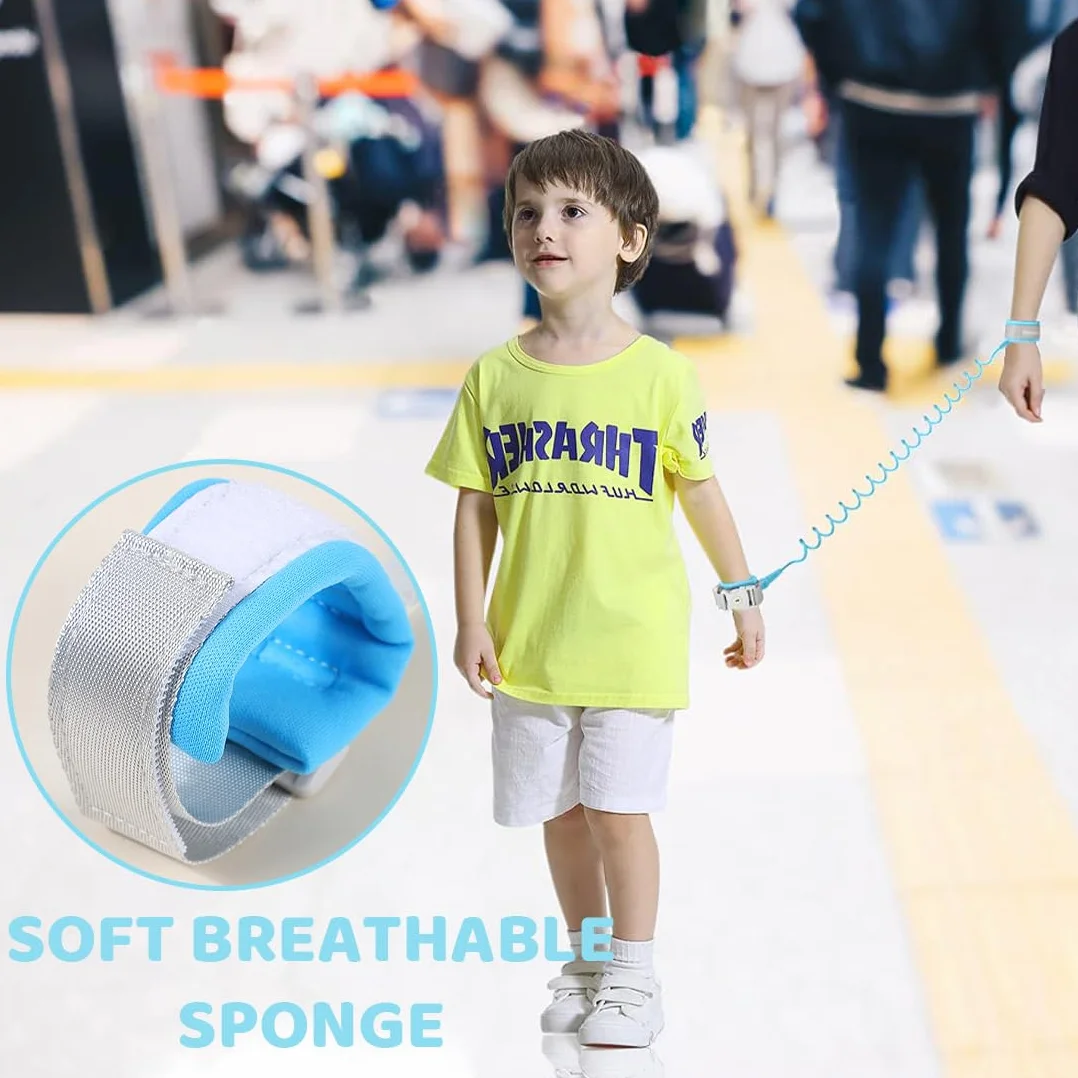 Bracciale Sicurezza Bambino 2.5M Anti-Perso Guinzaglio Portatile Blu