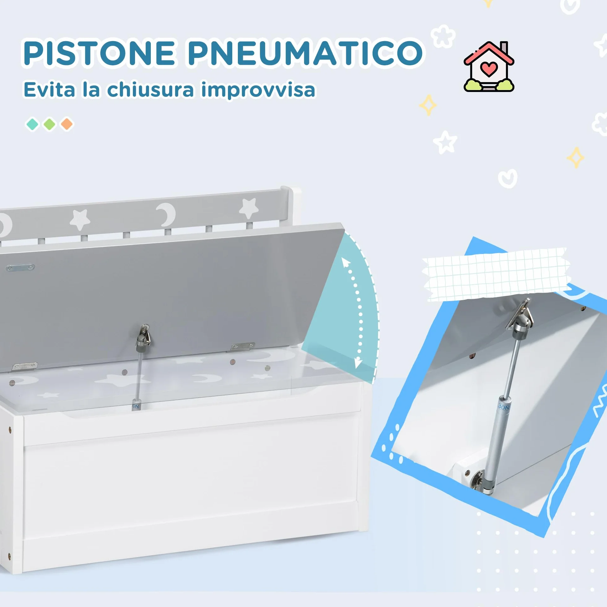 ZONEKIZ Set per Bambini 3-6 Anni con Lettino 143x76x49 cm, Mobile Portagiochi 63x30x60 cm e Cassapanca 60x30x50 cm, Grigio