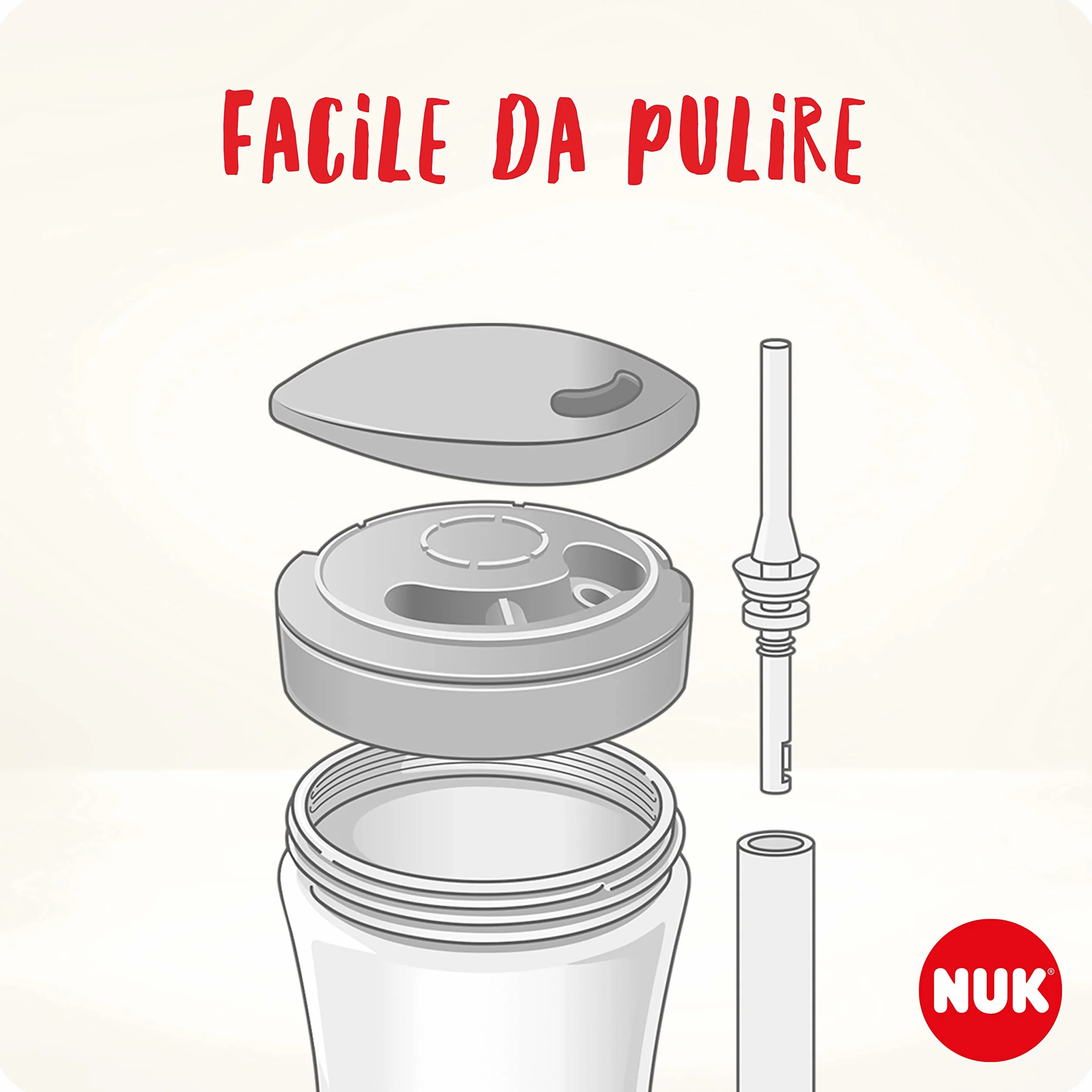 NUK Action Cup Bicchiere con Cannuccia per Bambini 230ml Gatto Giallo