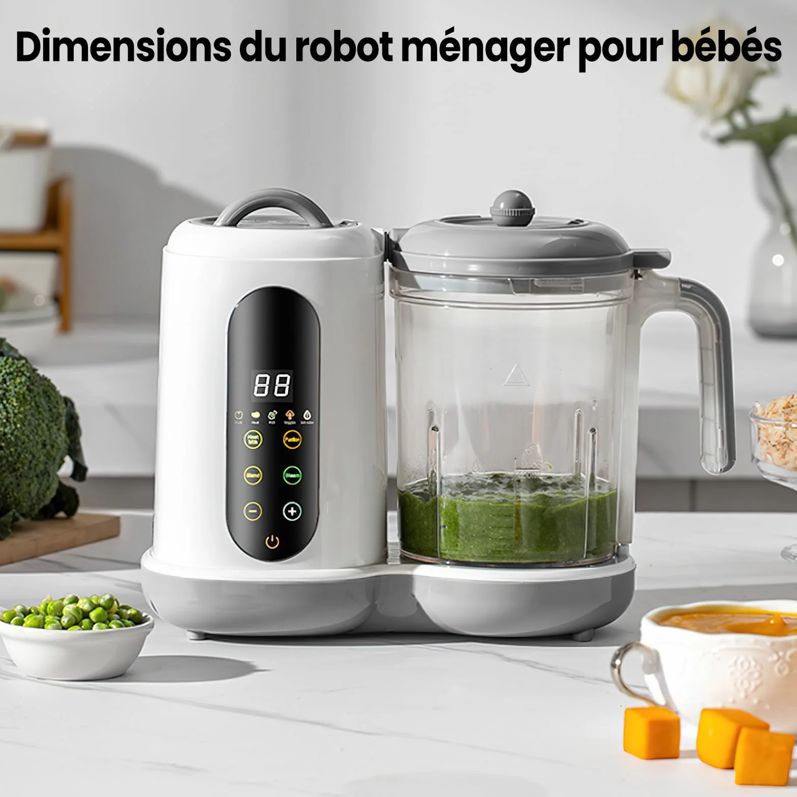 Frullatore per Bambini Cuocipappa Vapore 400ML, Pulizia Automatica, Schermo Touch
