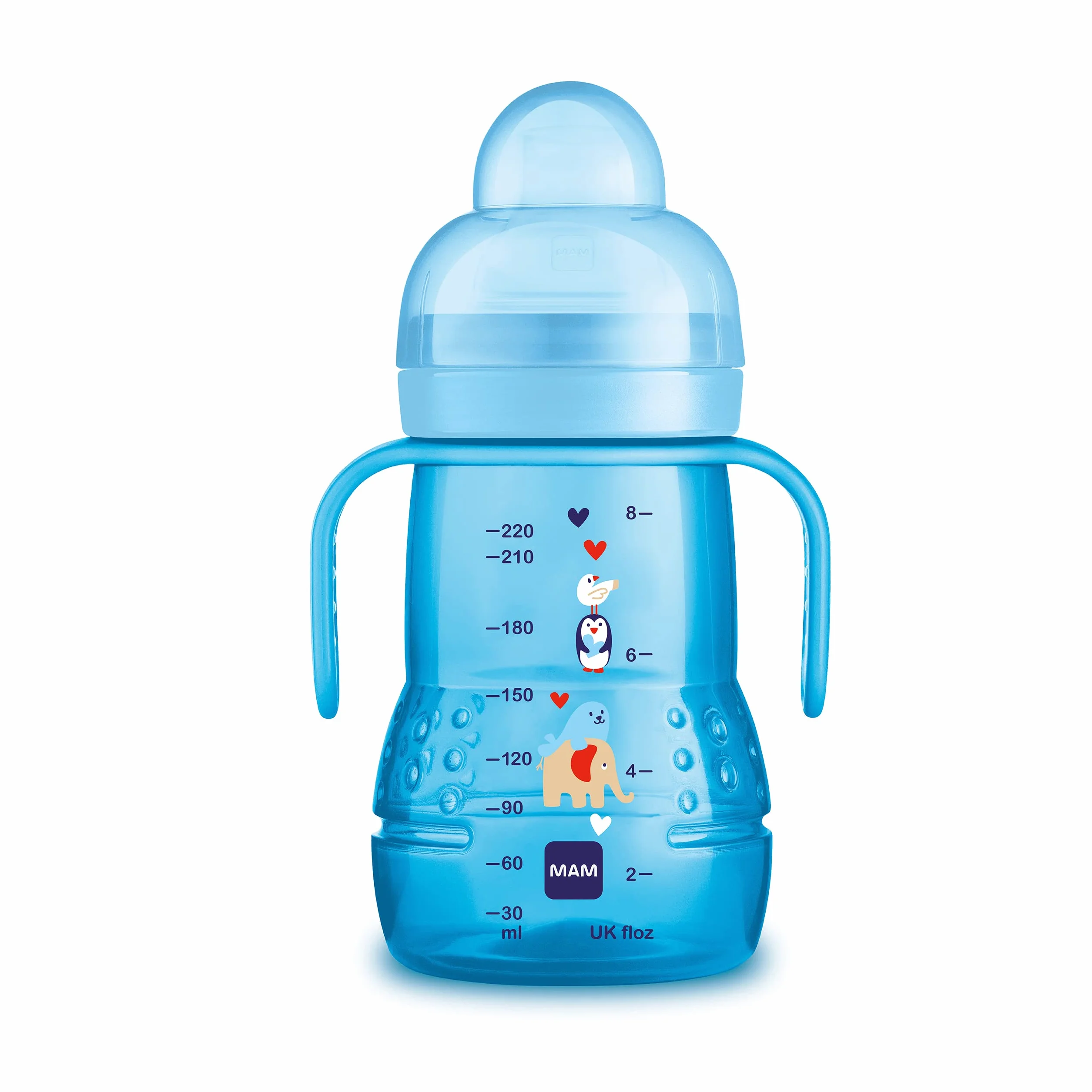 MAM Trainer+ 220 ml borraccia passaggio tazza con tettarella becco maniglia 4 mesi elefante