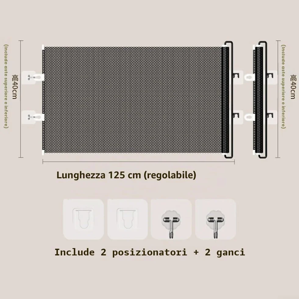 Cancello retrattile per gatti e cani 75x140 cm confini interni regolabili