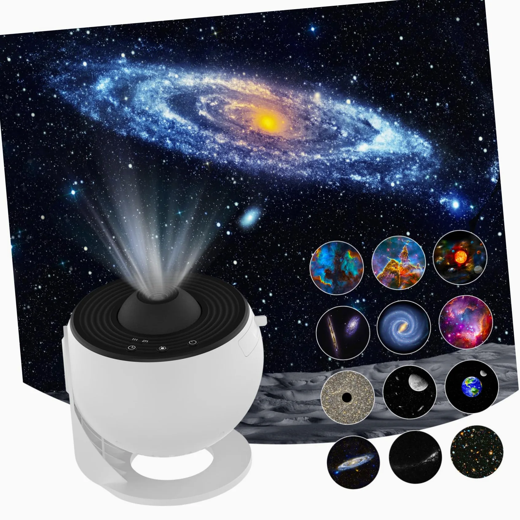Homoyoyo Proiettore Di Luce Notturno Festa Luce Silenziosa Per Camera Da Letto Con Dischi Di Pellicola Rotazione Motivi Di Stelle e Nebulose Telecomando Incluso