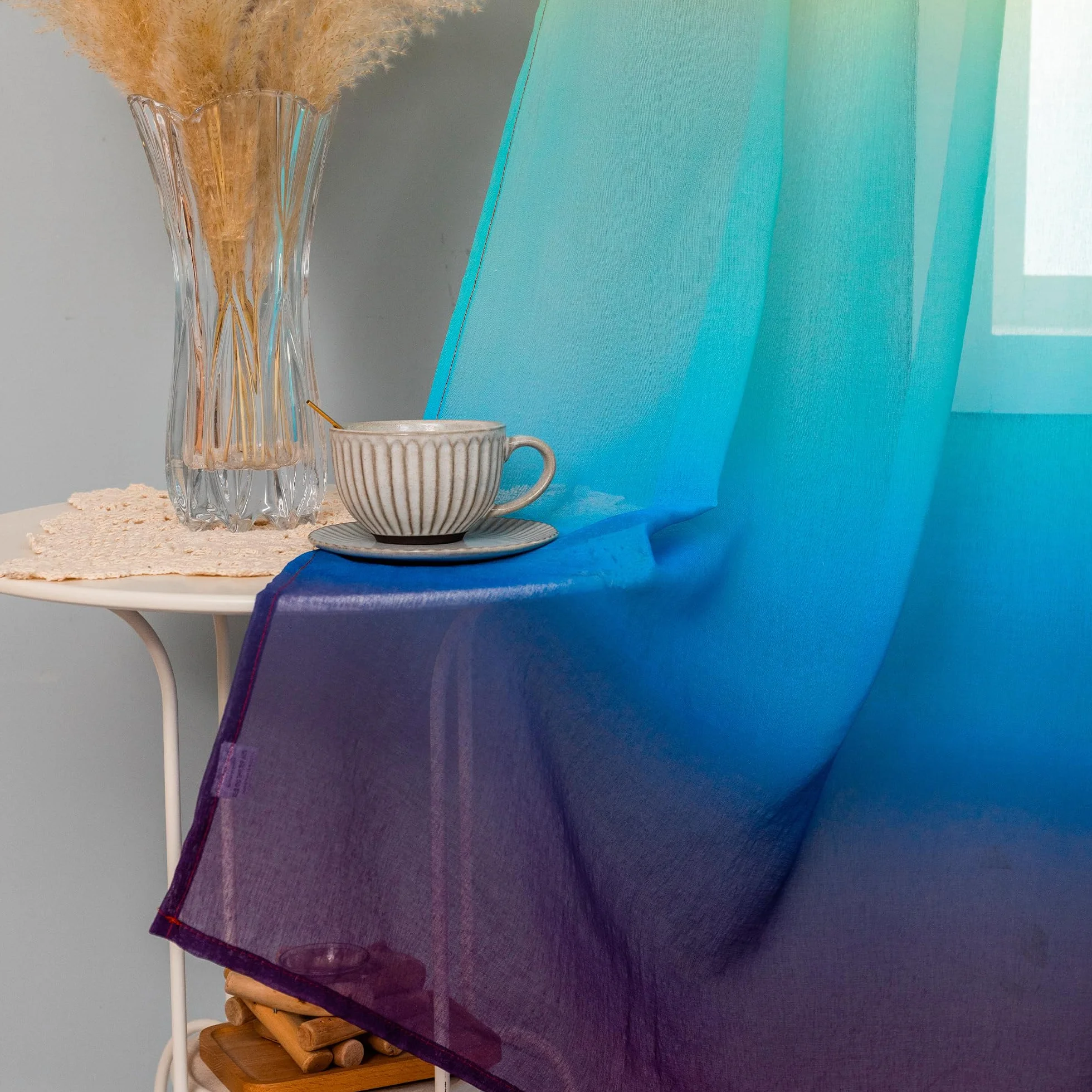 GIRASOLE HOME Tende Voile Semi Trasparenti Arcobaleno 2 Pannelli 140x275cm