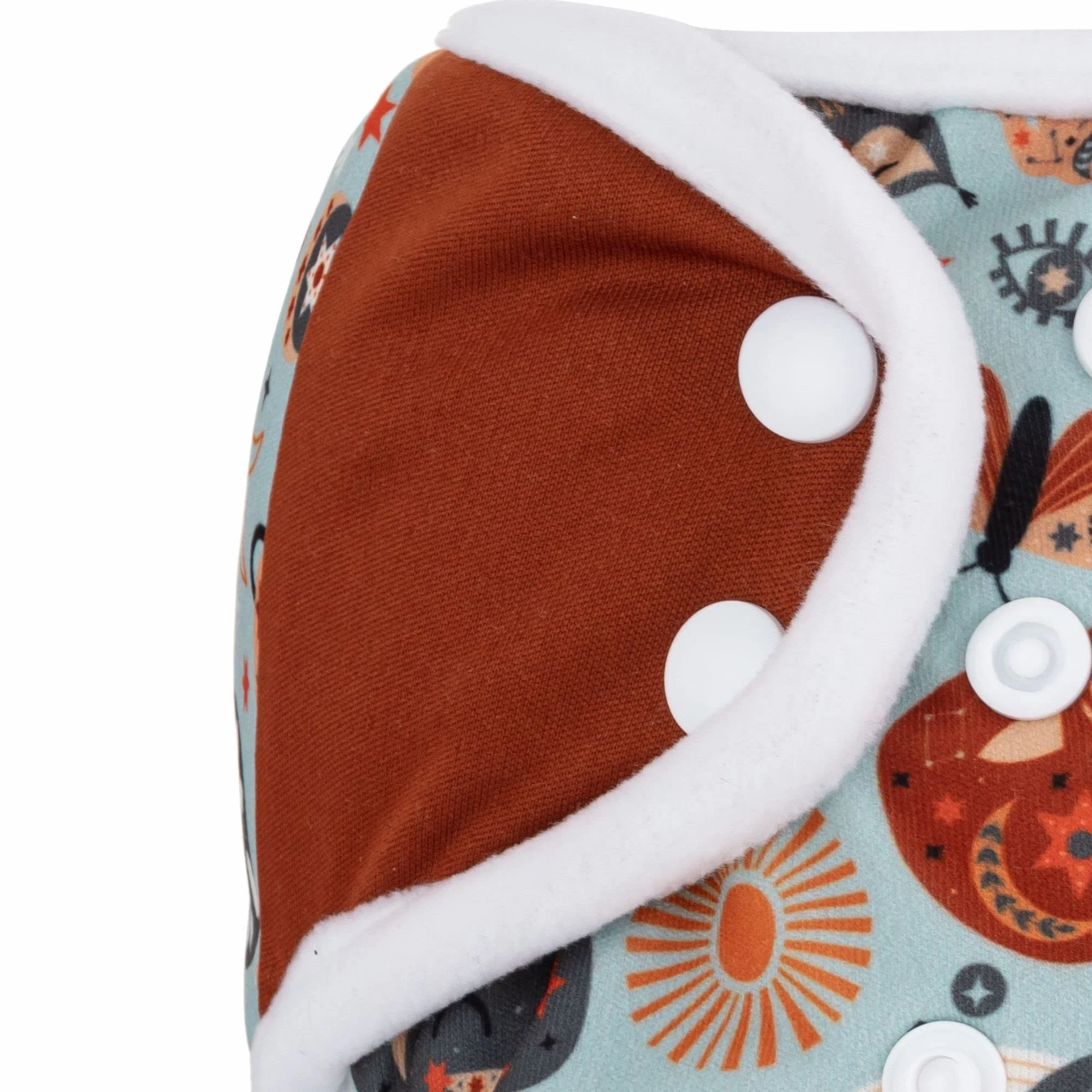Copriscarpe Pannolini in Tessuto Riutilizzabili Lavabili Bottoni Automatici Marrone Baby Notte Traspirante Made in EU