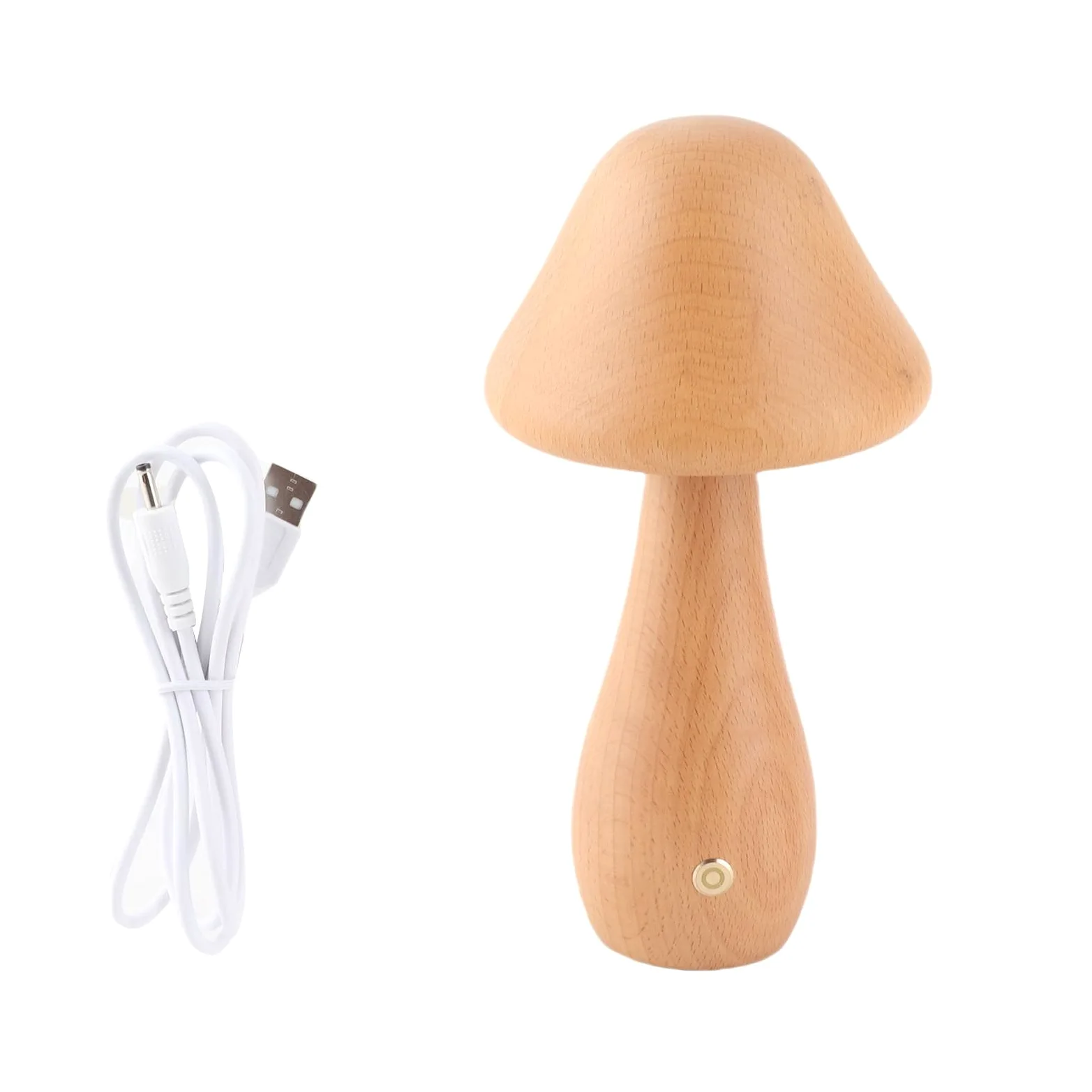 Fabater Lampada a Fungo in Legno Dimmerabile con 3 Temperature di Colore, Lampada da Tavolo Ricaricabile con Controllo Touch per Camera da Letto, Soggiorno, Ufficio, Giardino, Patio