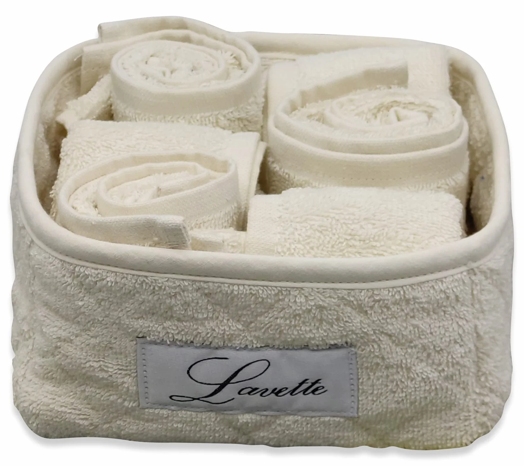 Cestino Lavette 100% Cotone 350 gr/mq con trapuntatura Panna 6 sztuk