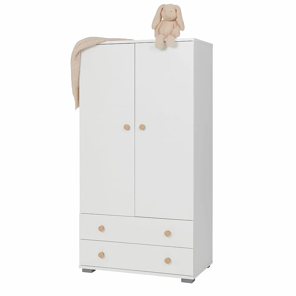 Armadio Cameretta 2 Ante A Chiusura Rallentata 3 Mensole Regolabili 2 Cassetti 95X58X192H CM PRODOTTO IN ITALIA