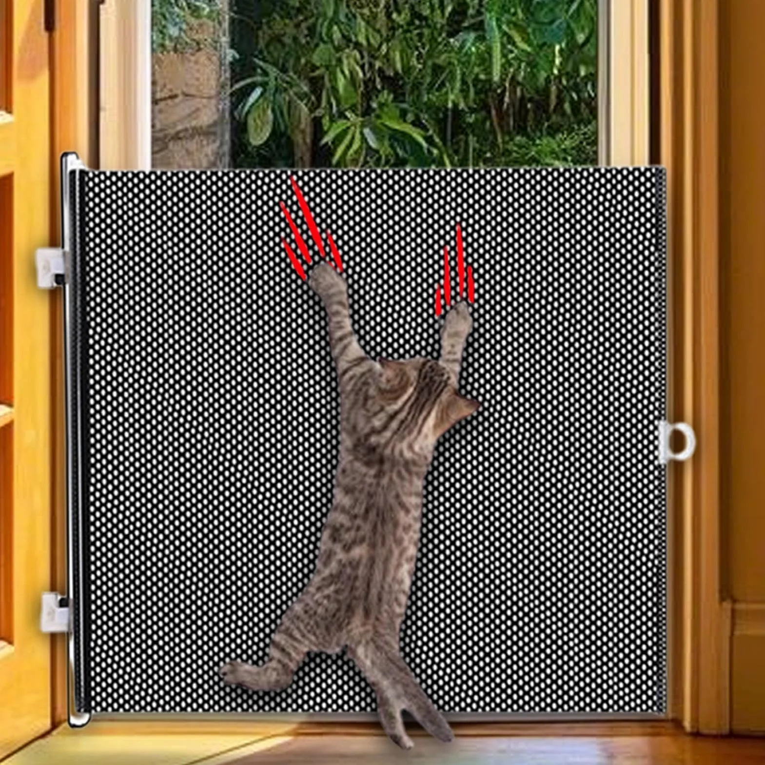 Cancello per cani retrattili Gatti di gatto per porte, recinzione animale multifunzionale barriere portatili