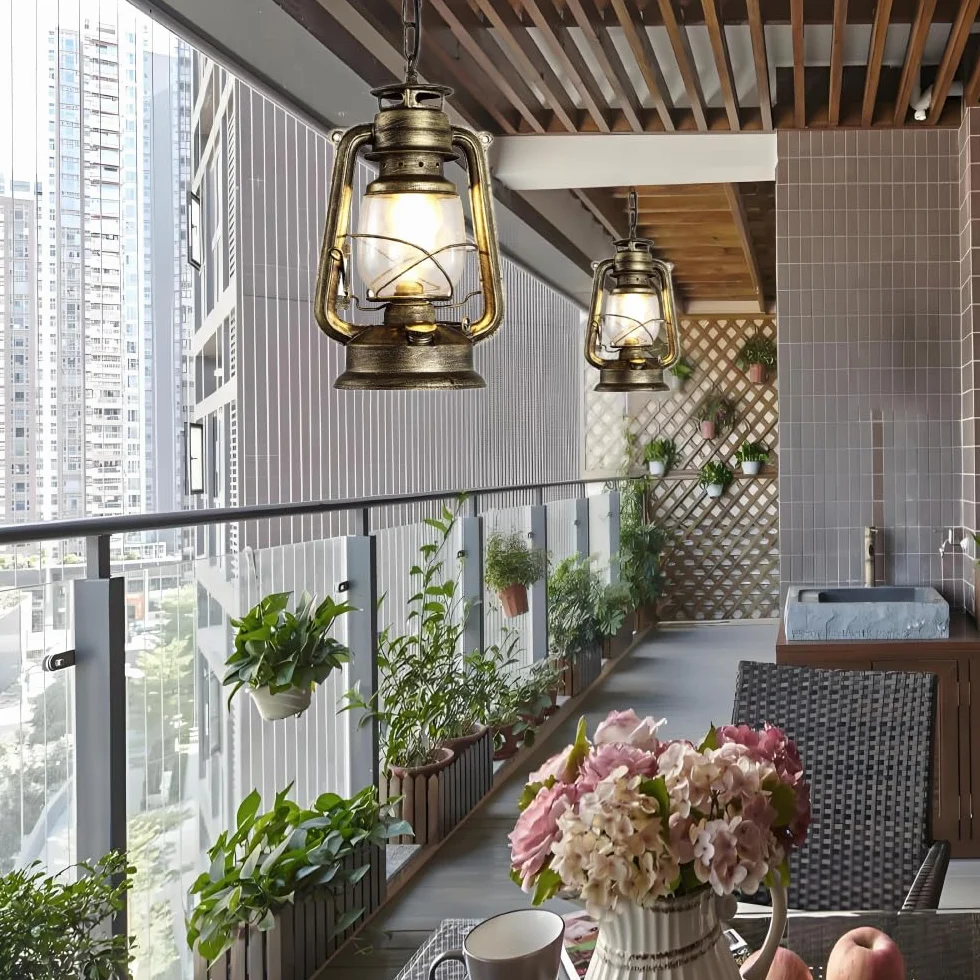 XINYASEE Lampade a sospensione per esterni, lampada vintage impermeabile, lampada a sospensione per giardino, lampada per gazebo, resistente alla pioggia, grado IP44, base a vite E27