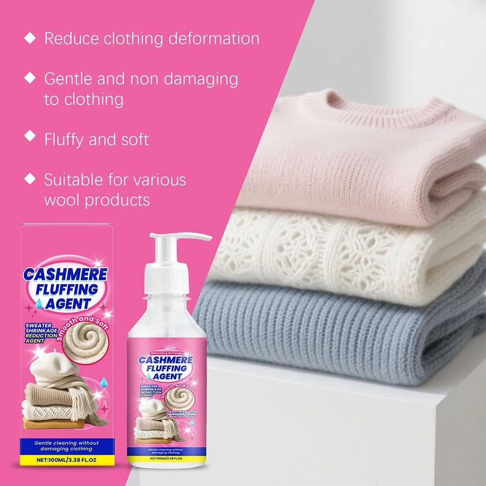 Soluzione riparatrice restringente per maglioni di lana 100 ml, ripristina tessuti lana e cashmere, trattamento nutriente
