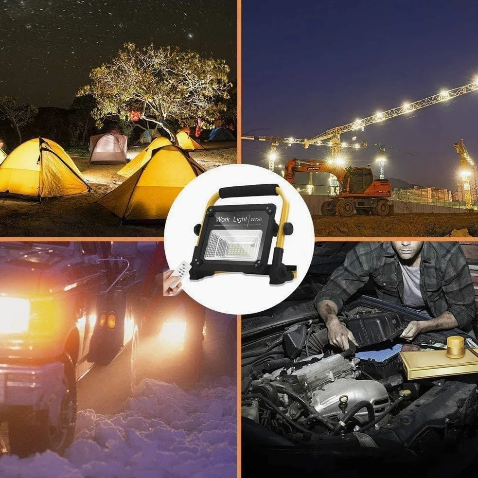 Lampada da lavoro a led 150W Lampada da lavoro a LED portatile ricaricabile | Faretto impermeabile IP67 con telecomando per campeggio all'aperto Escursionismo Officina di emergenza Illuminazione da ca