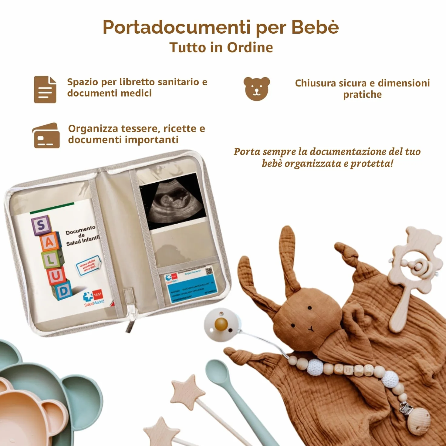 TENDS Proteggi libretto sanitario del bambino con portadocumenti - Fodera pratica per documenti essenziali