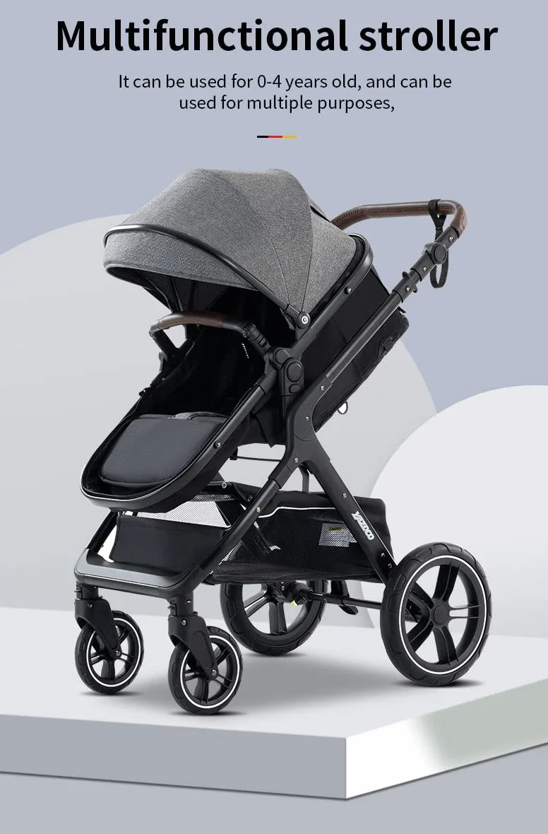 YAZOCO Passeggino Trio 3 in 1 Carrozzina Ovetto Pieghevole Neonato Cachi